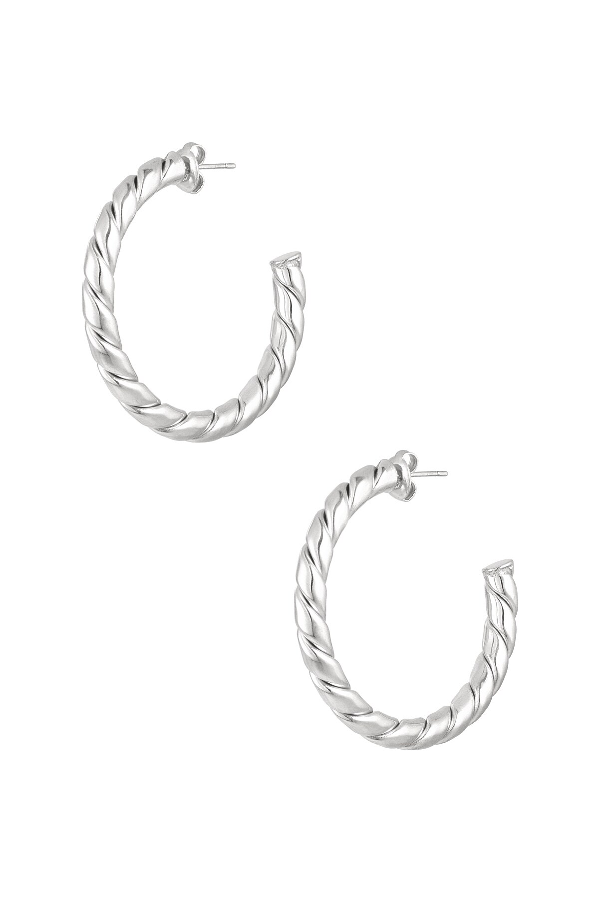 Earrings twisted basic - Silver color h5 