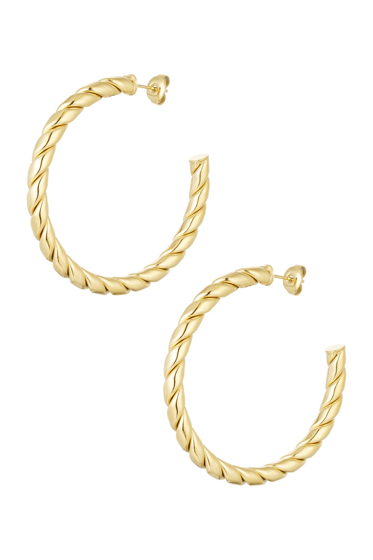 Earrings twisted large - Gold color h5 