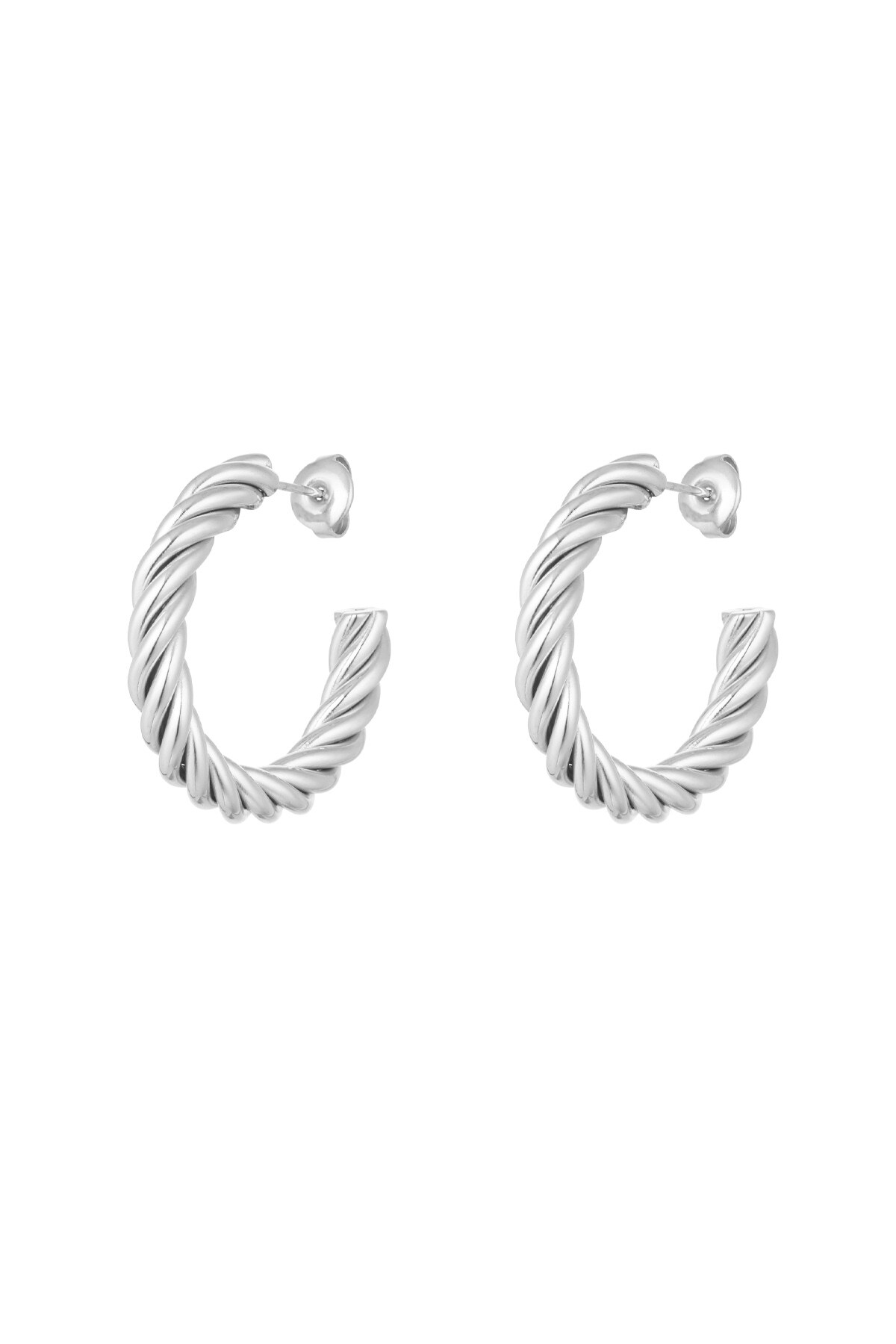 Earrings twisted medium - Silver color h5 