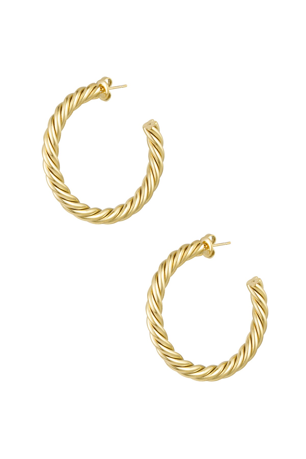 Earrings twisted thick medium - Gold color 