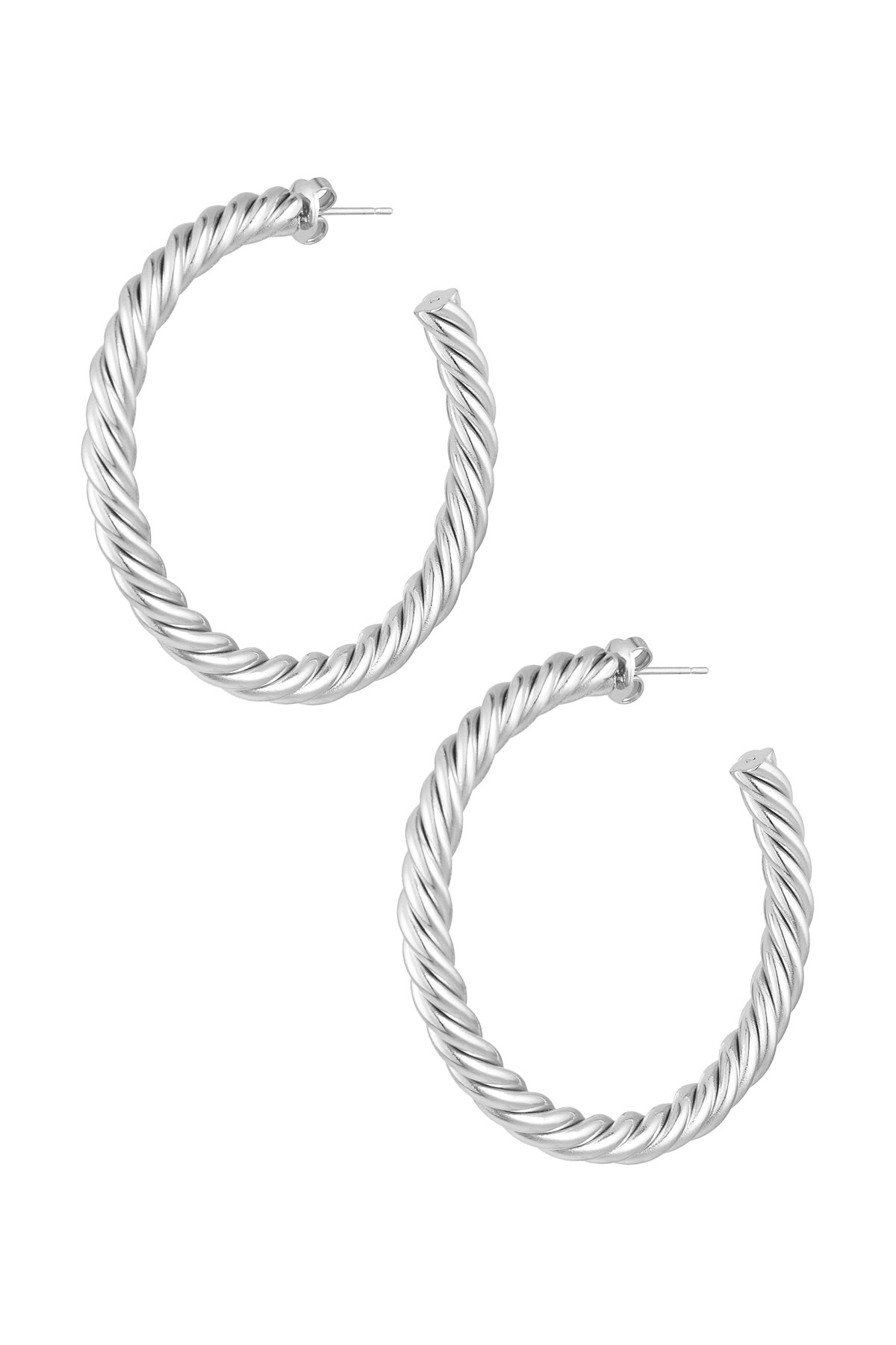 Earrings twisted thick - Silver color h5 