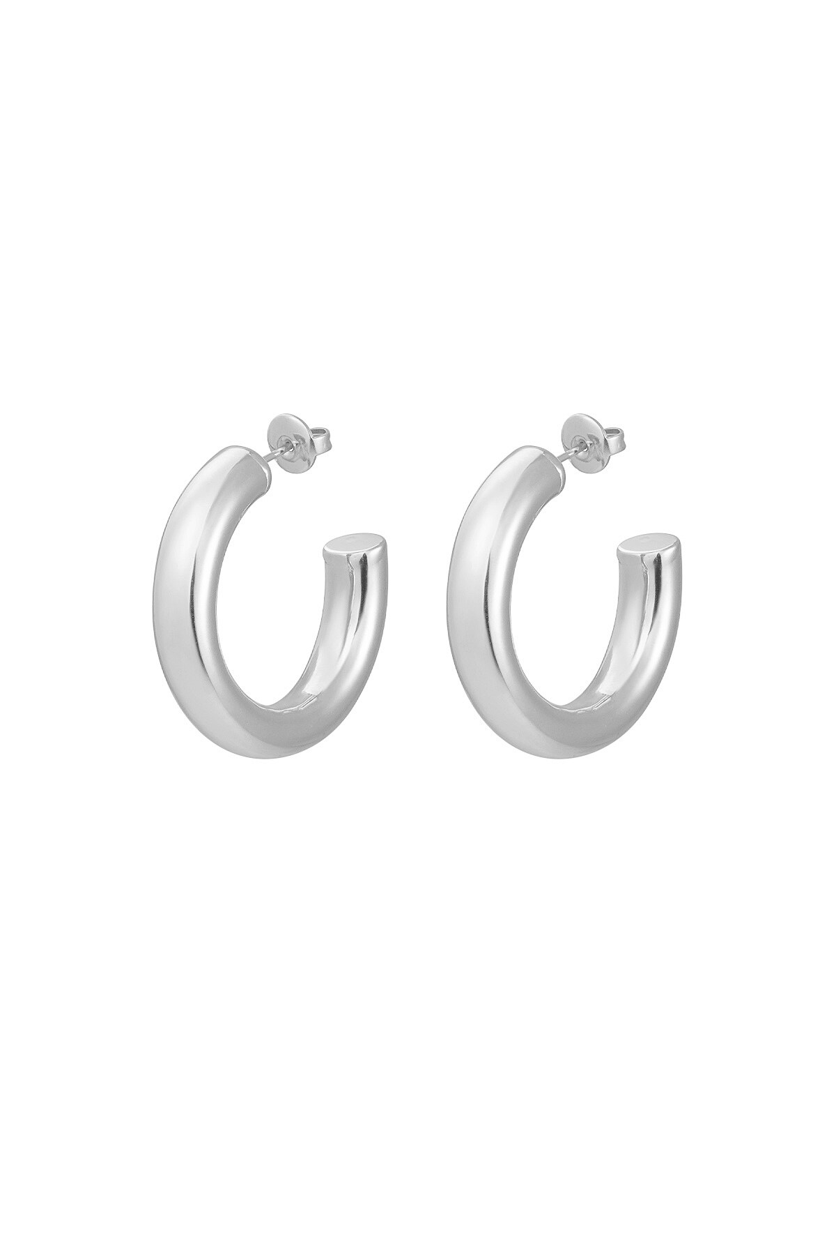 Earrings basic thick small - Silver color h5 