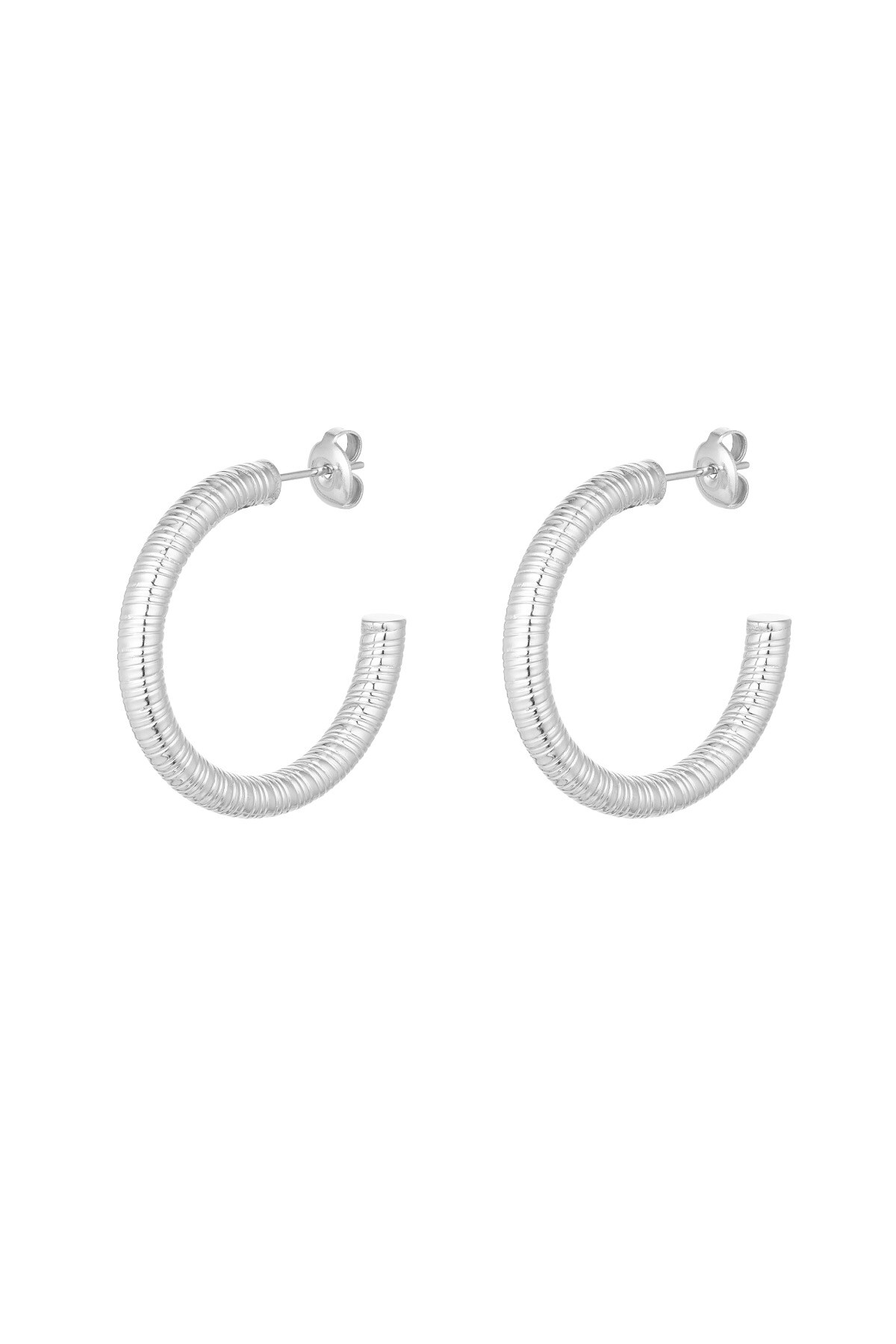 Earrings striped print - Silver color 