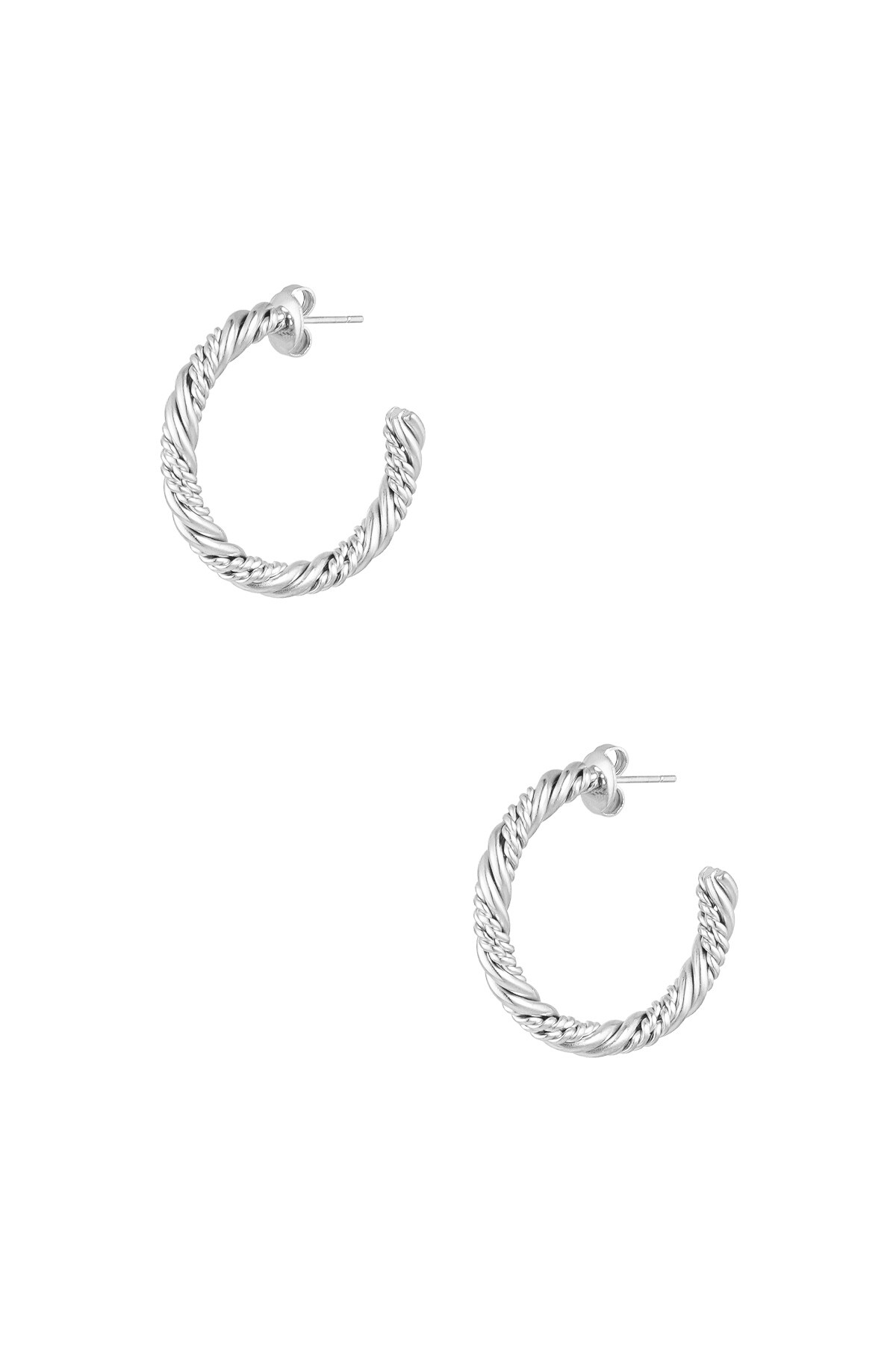 Twisted earrings small - Silver color h5 