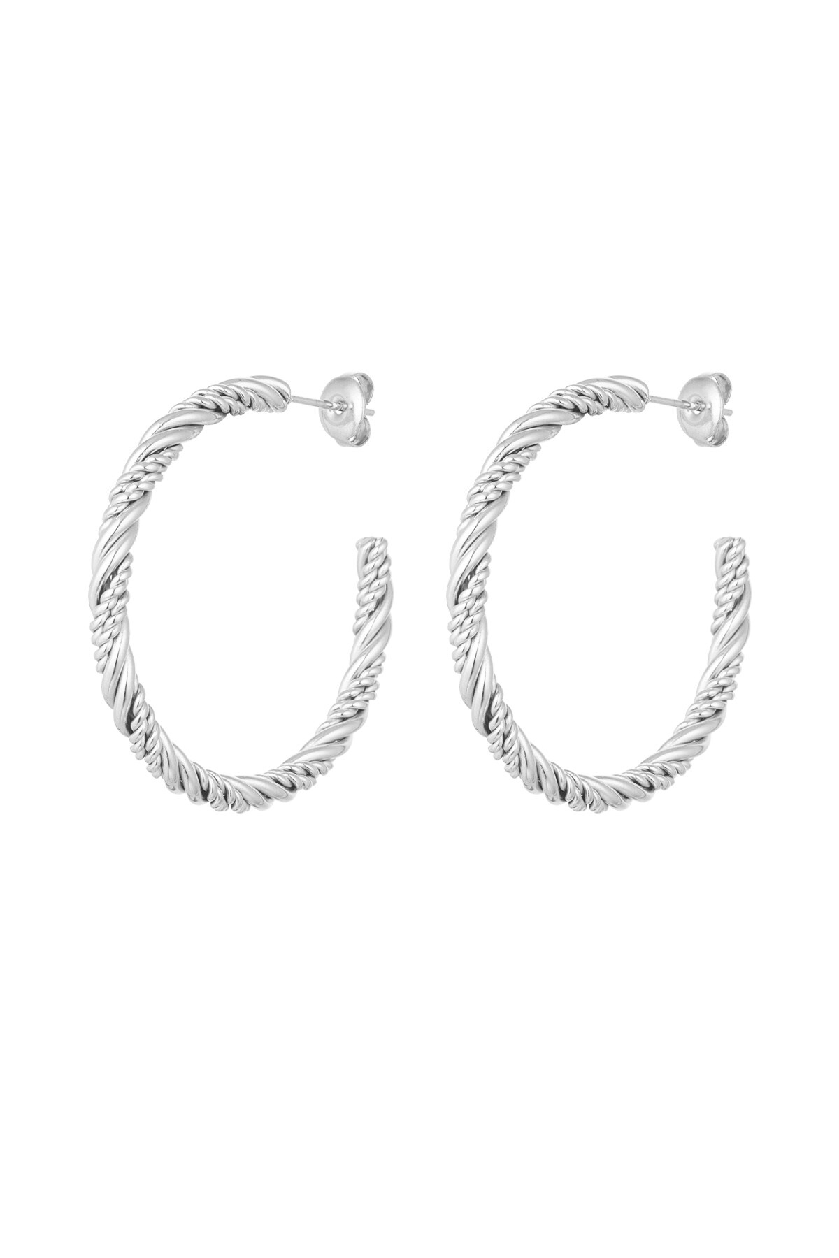 Basic twisted earrings - Silver color 