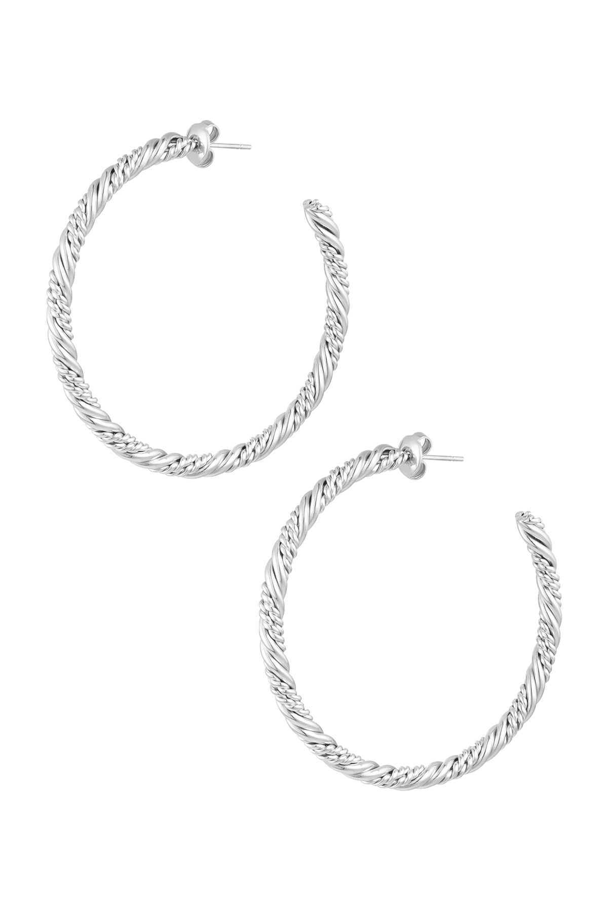 Twisted earrings large - Silver color h5 