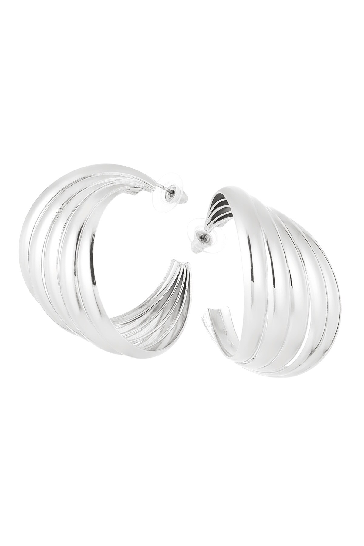 Earrings abstract layers - Silver color h5 