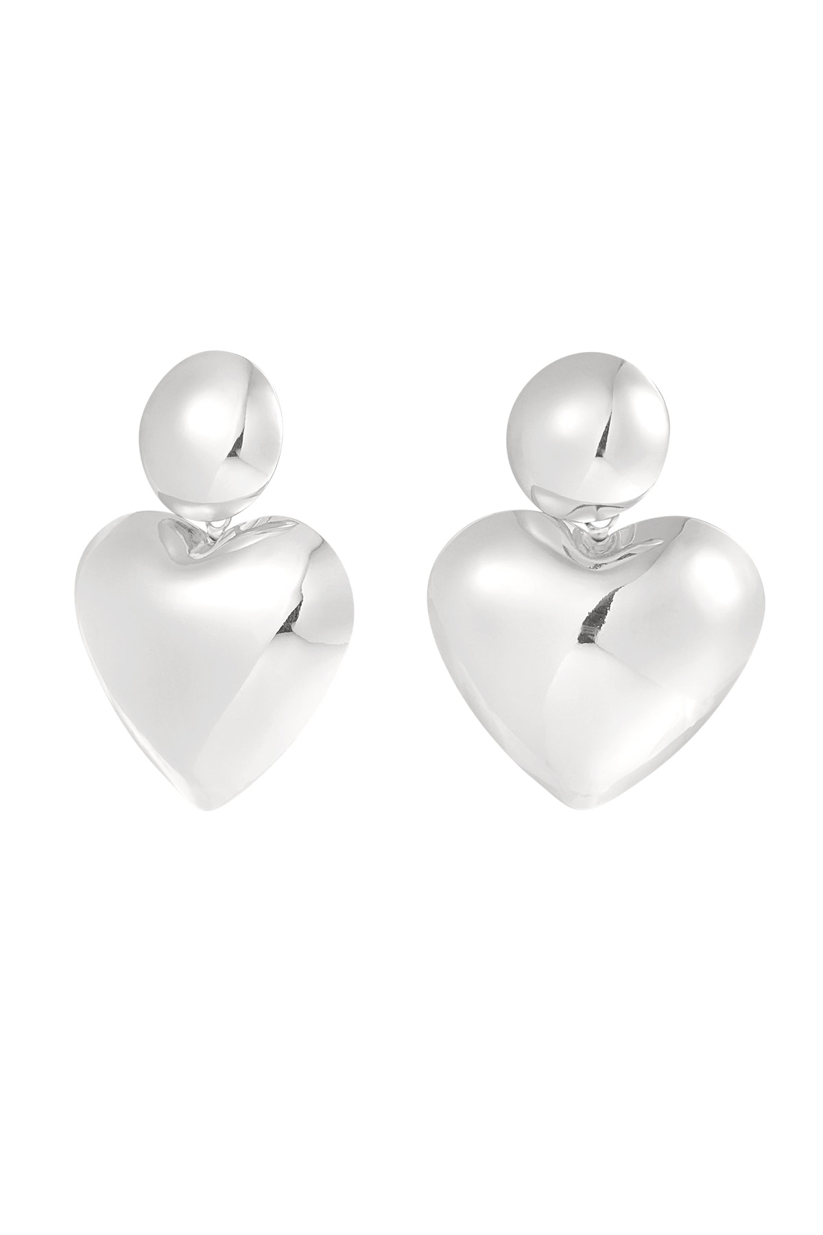 Earrings heart dot - Silver color h5 