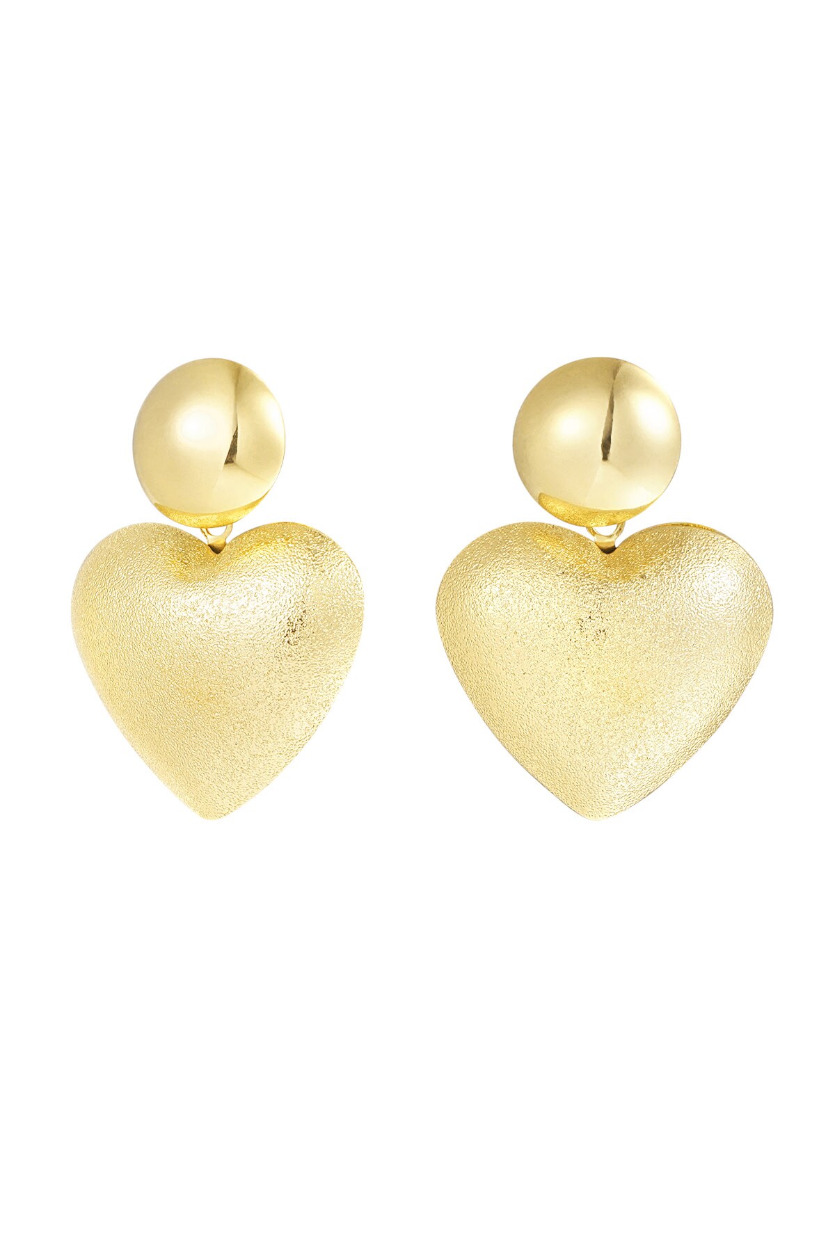 Earrings heart with dot - Gold color h5 