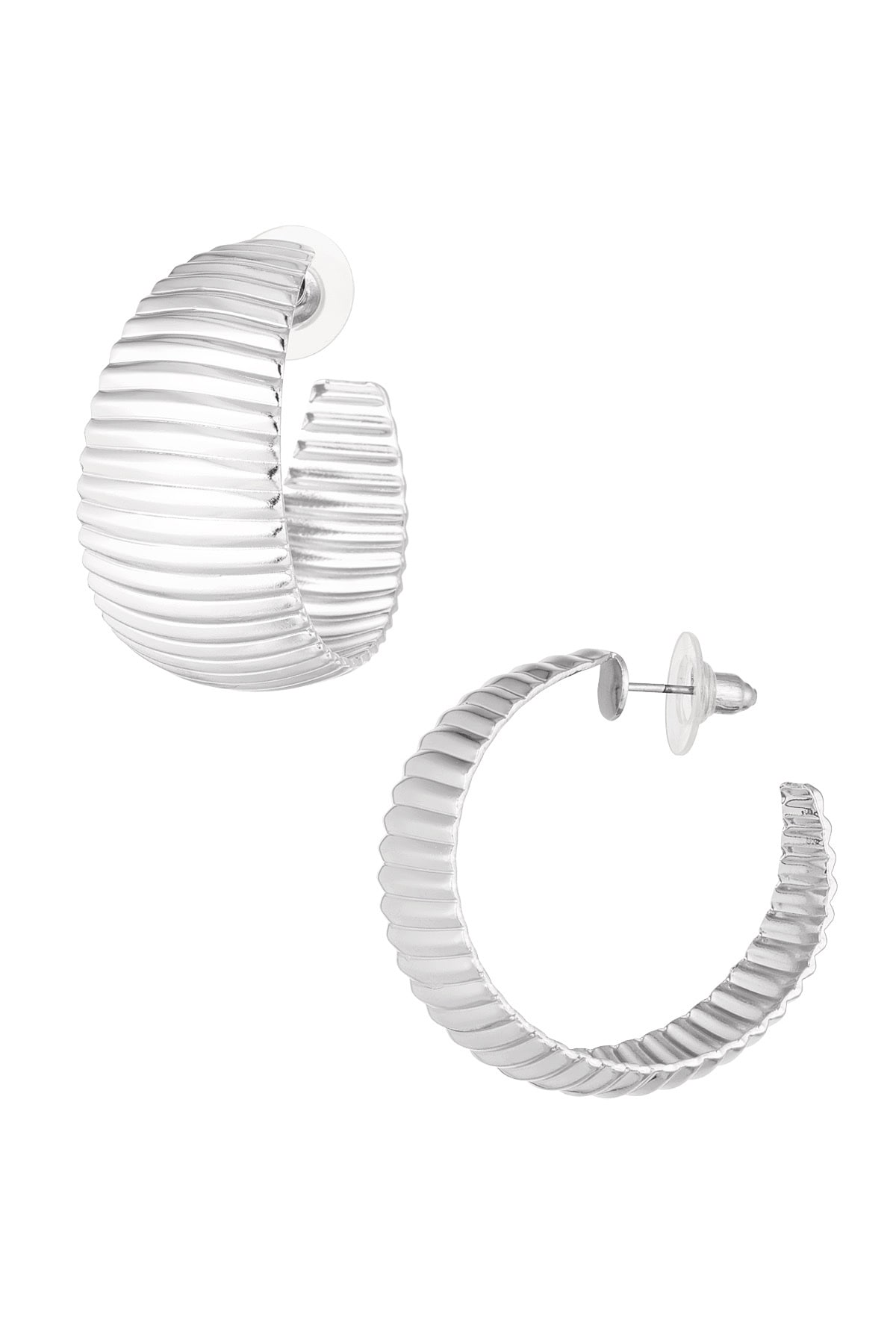 Boucles d'oreilles imprimé rayures grossières - Couleur argent h5 