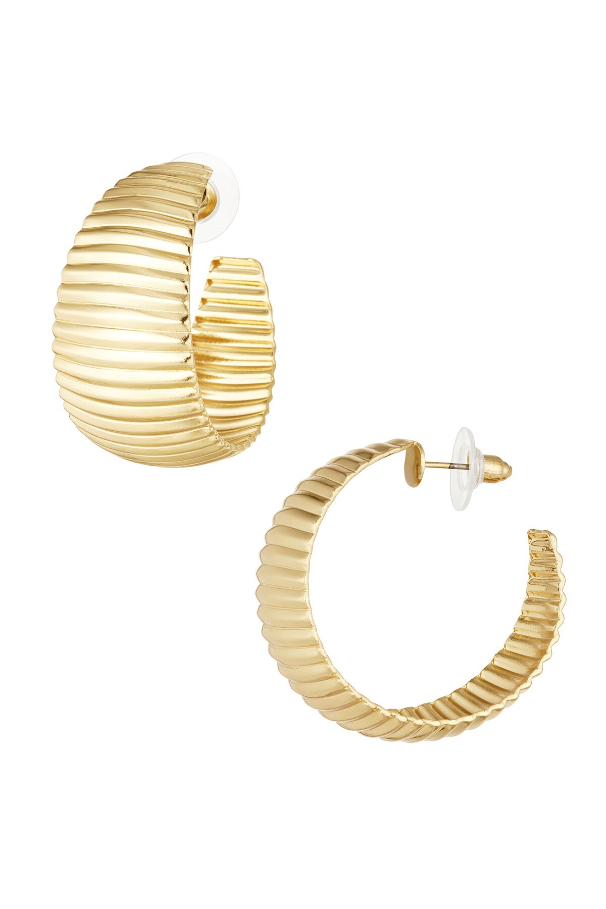 Earrings coarse stripes print - Gold color h5 