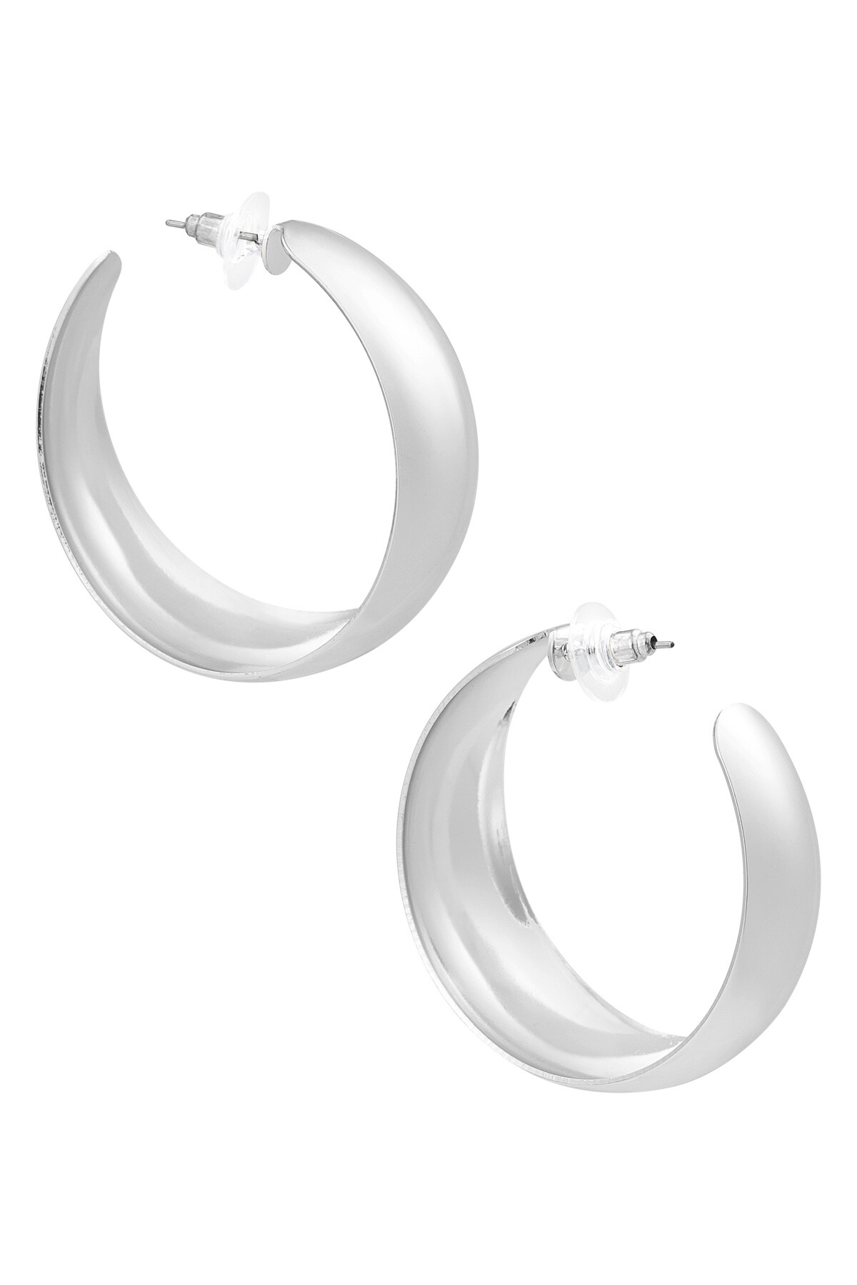 Earrings round shape - Silver color h5 