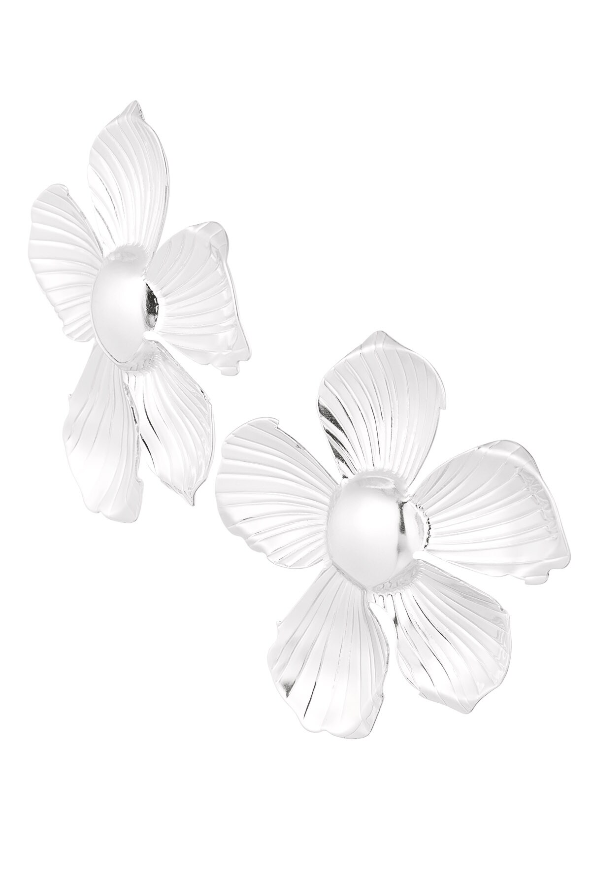 Earrings big flower - Silver color h5 