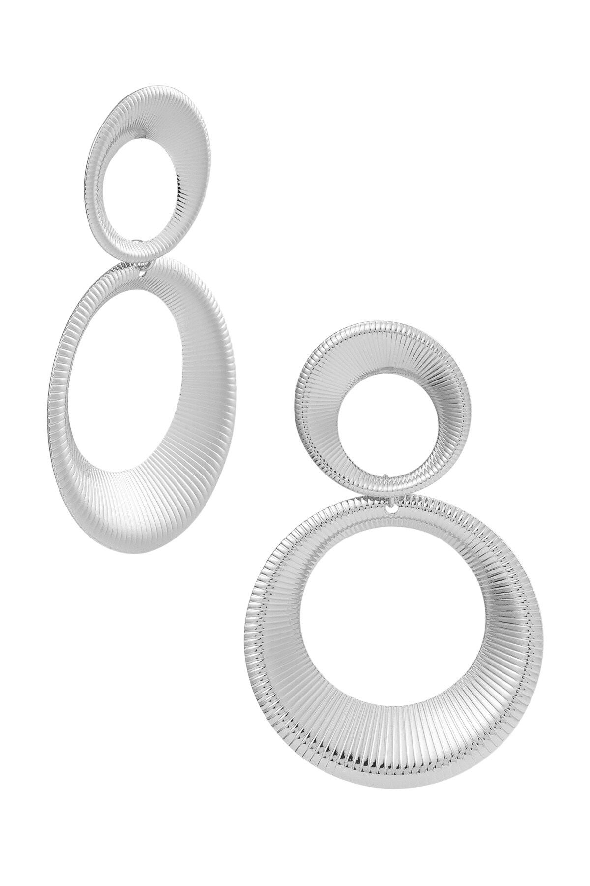 Earrings twister circles - Silver color h5 