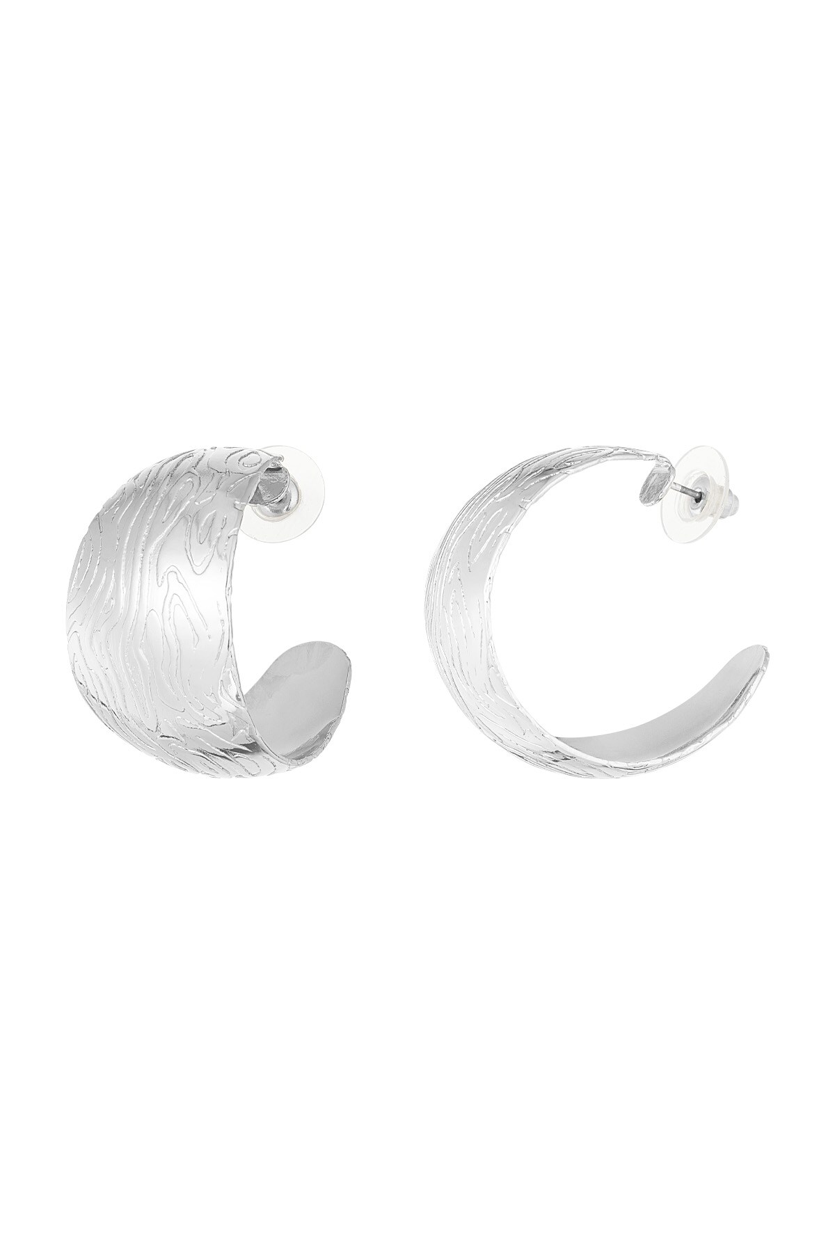 Round earrings with pattern - Silver color h5 