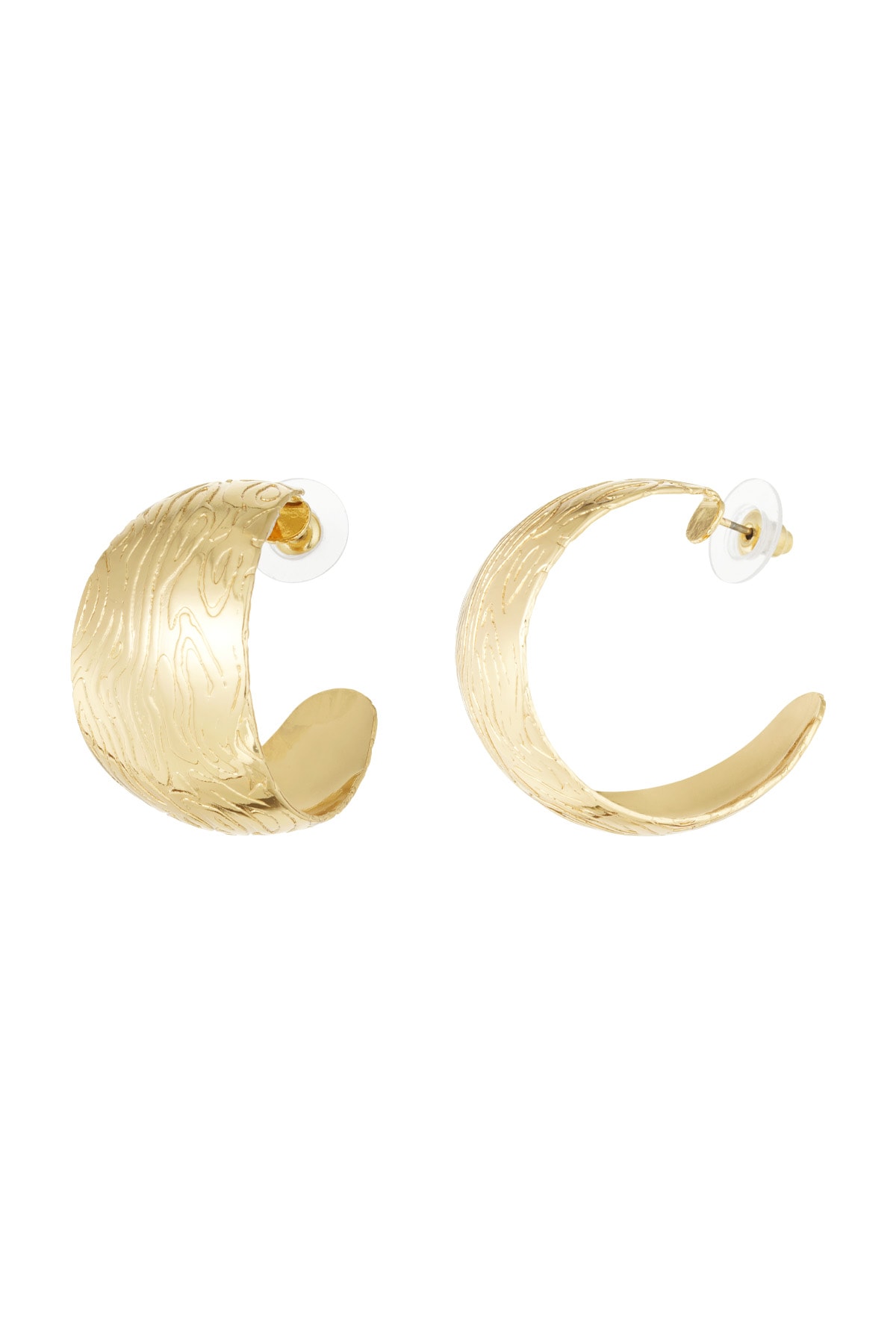 Round earrings with pattern - Gold color h5 