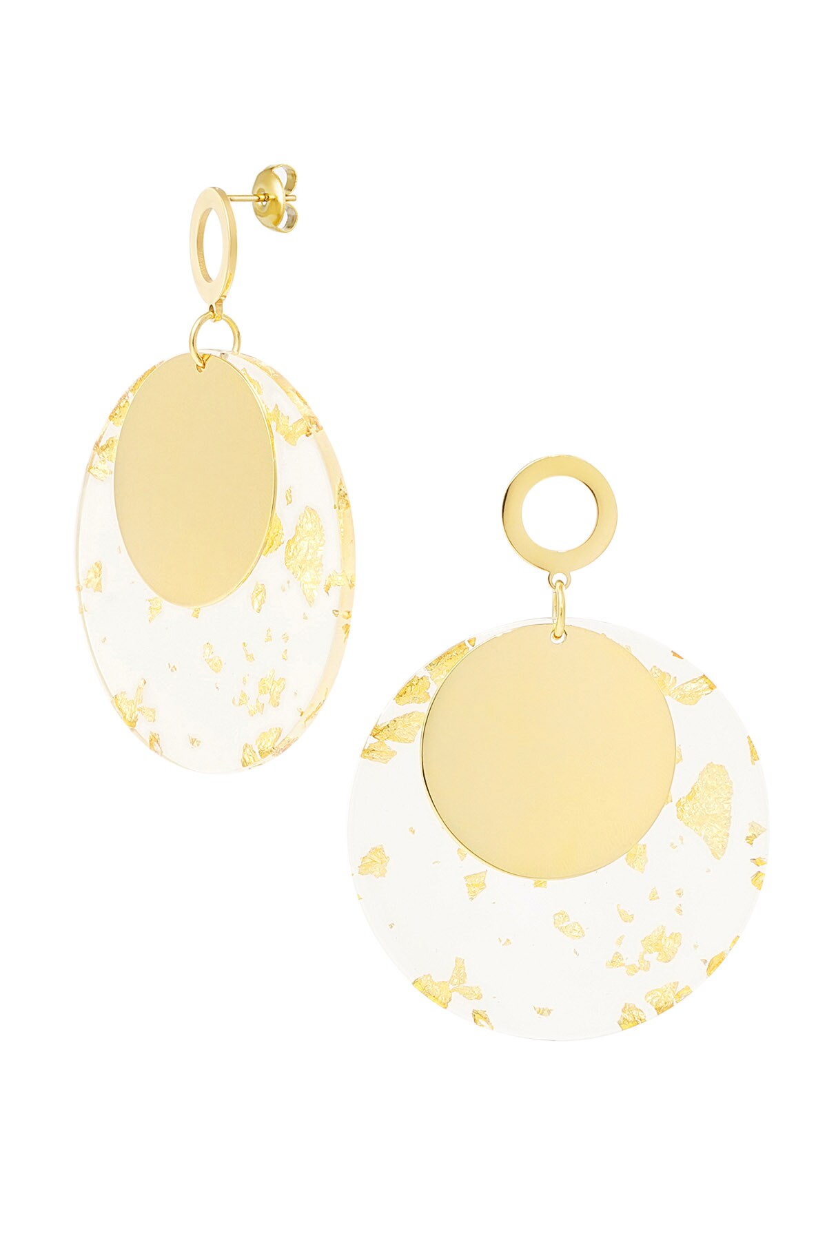 Round earrings with print - Gold color h5 