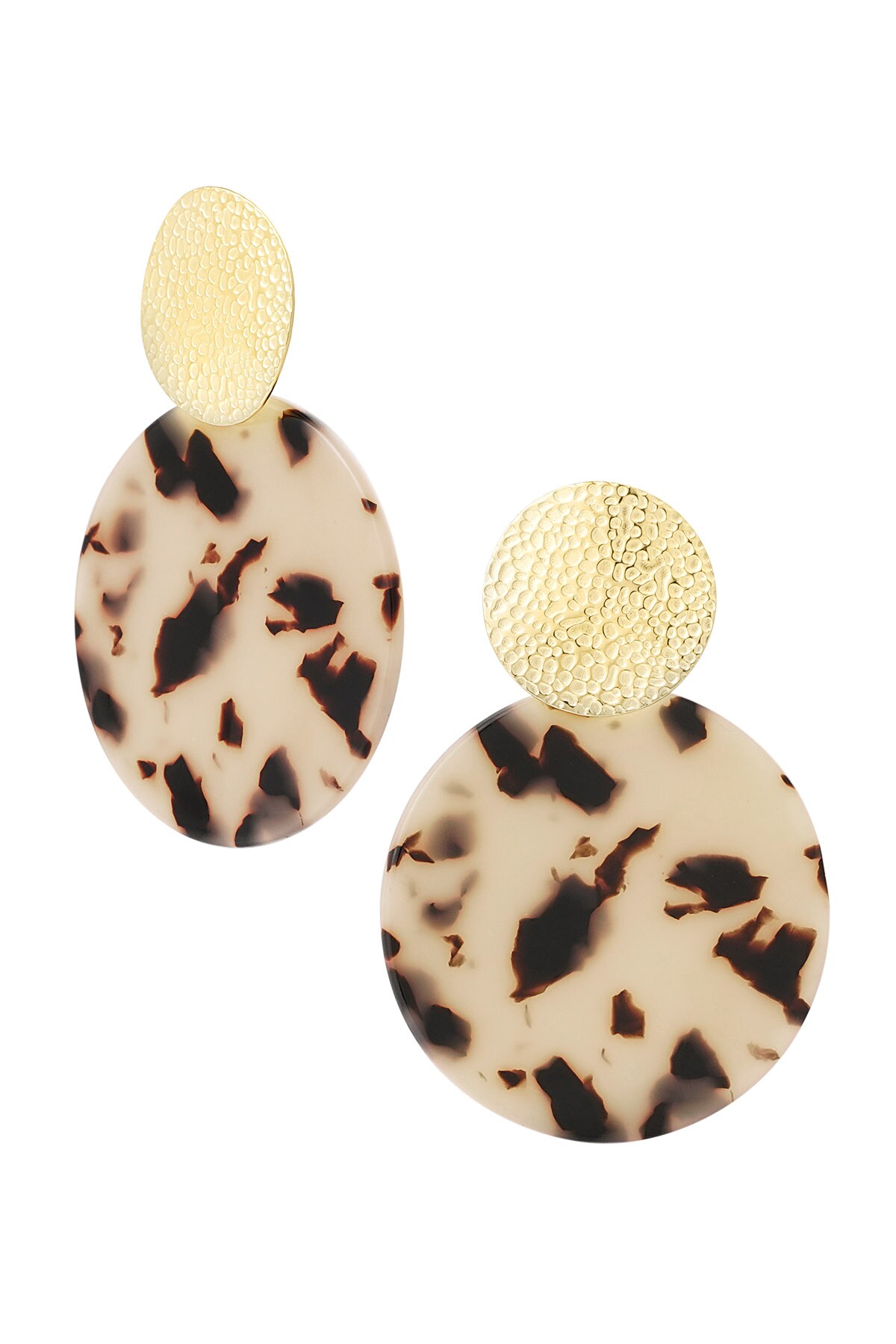 Statement earrings with print - gold/beige h5 