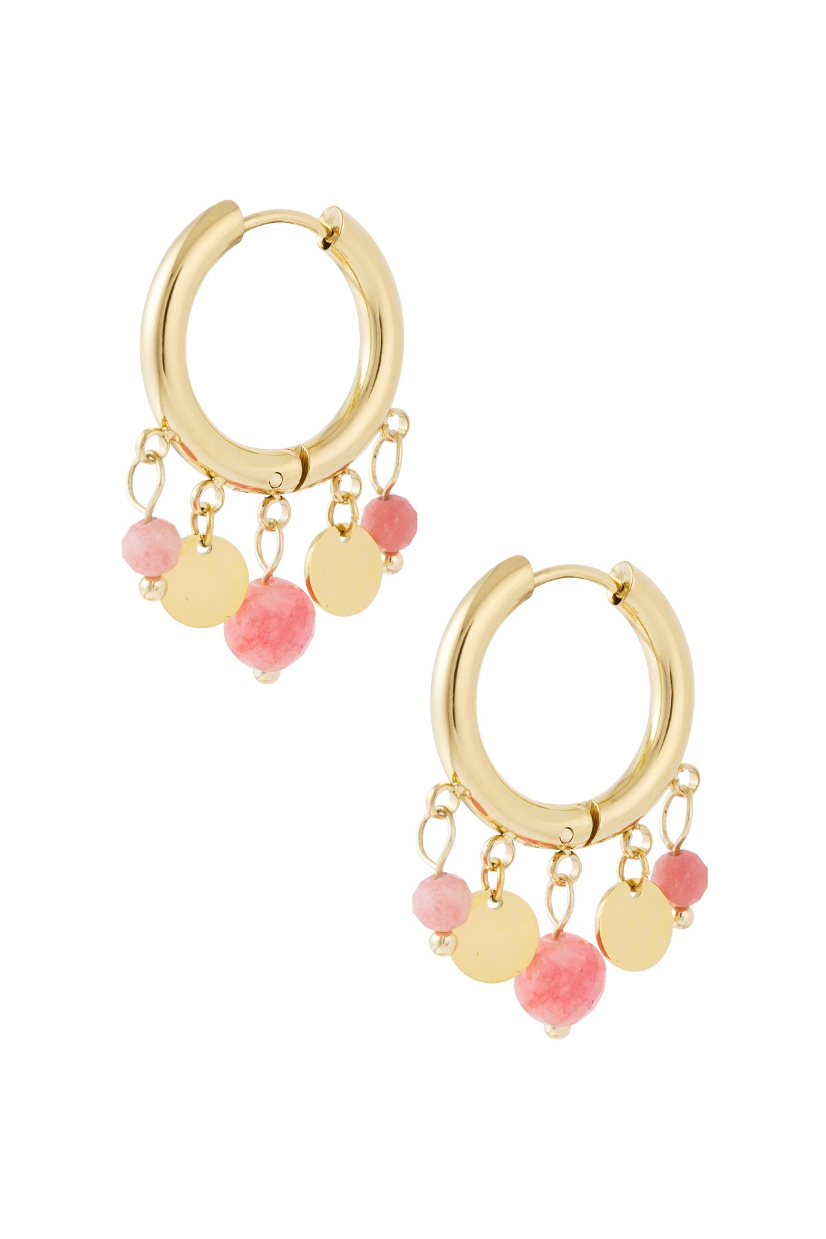 Earrings coins - pink 