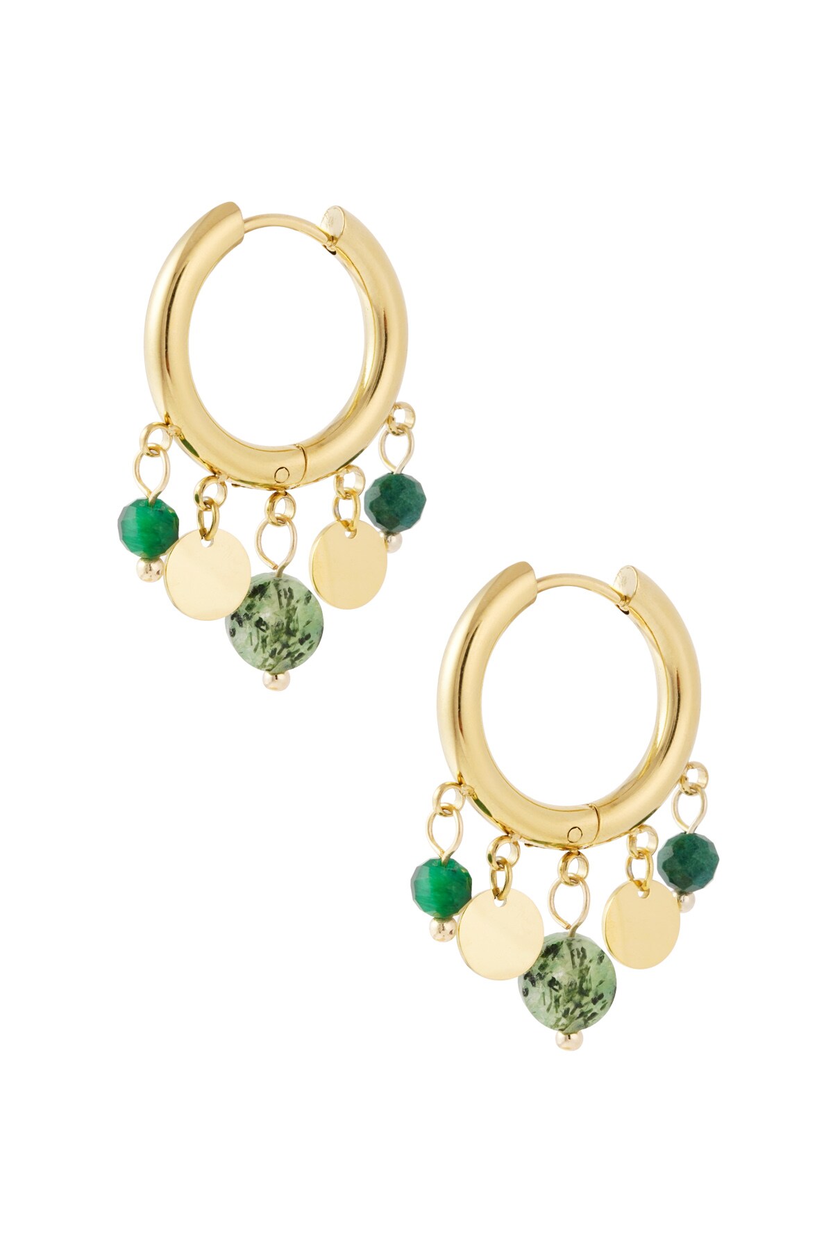 Earrings coins - green 