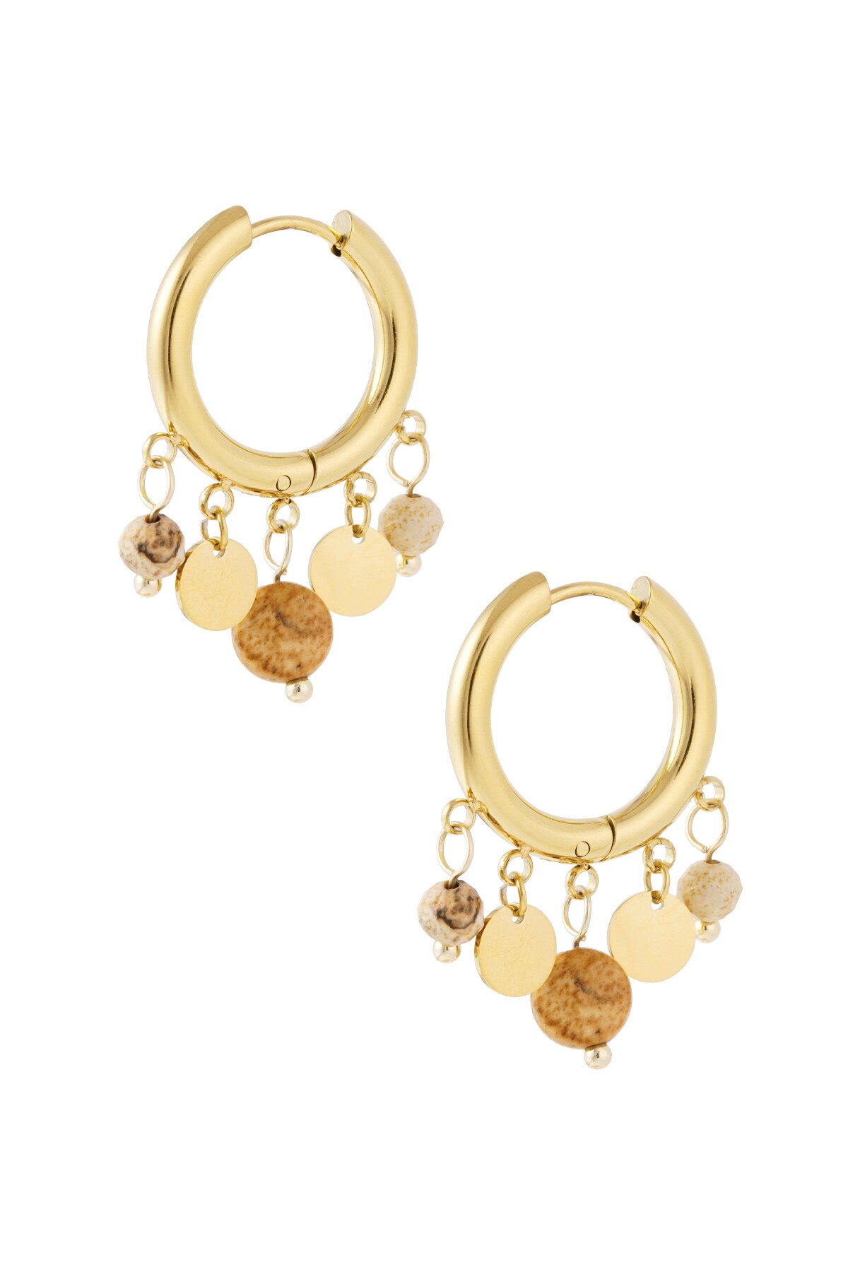 Earrings coins - beige h5 