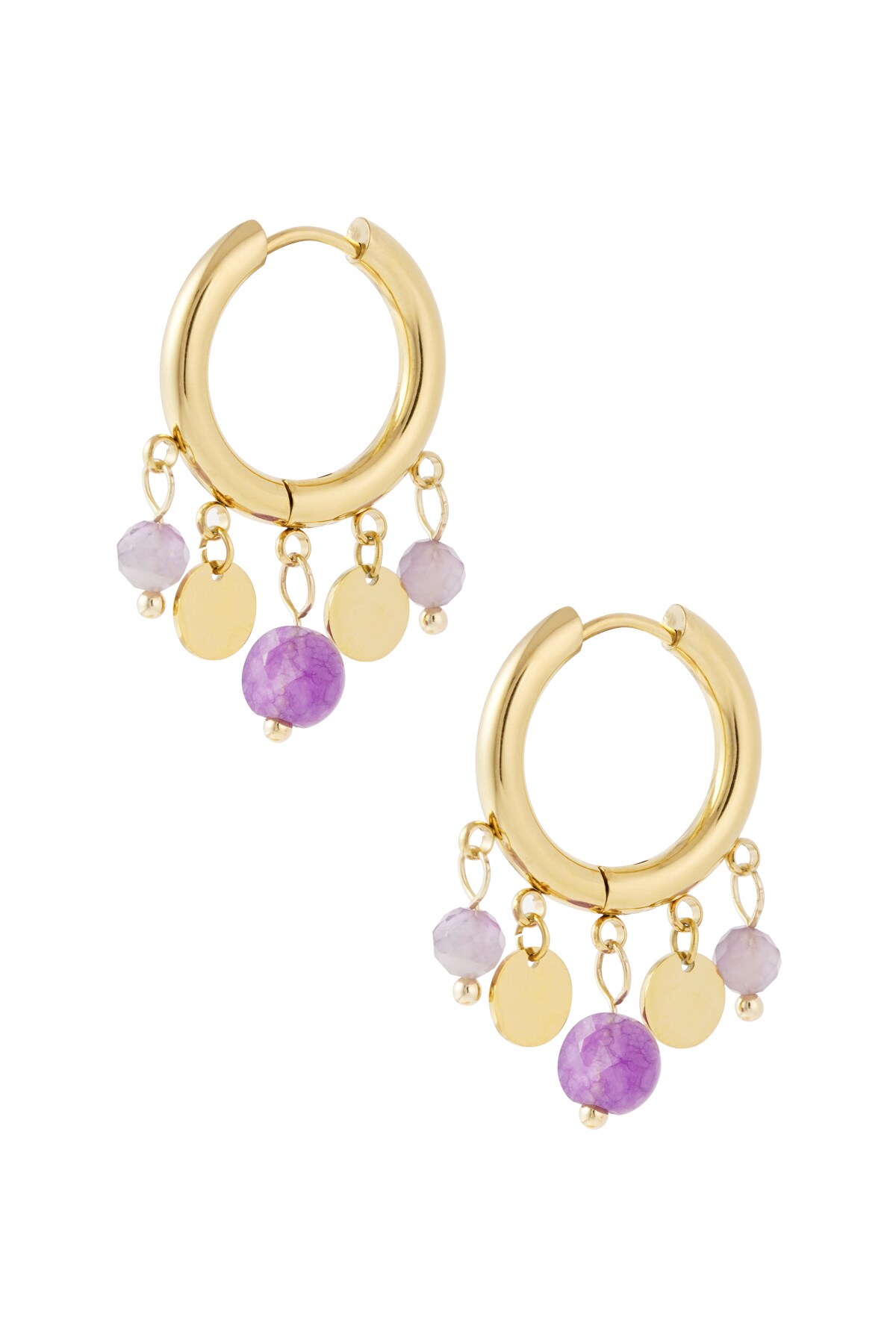 Earrings coins - lilac 