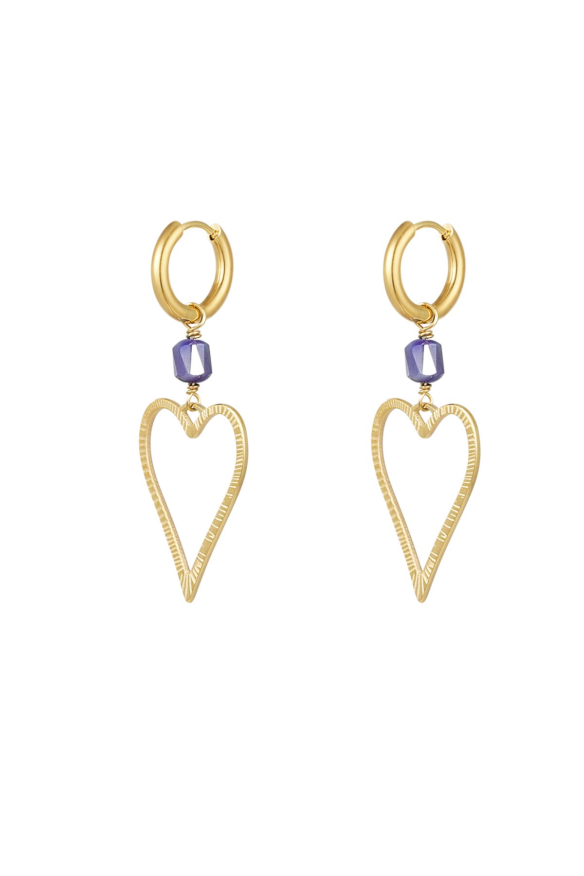 Earrings heart with stone - gold/lilac 