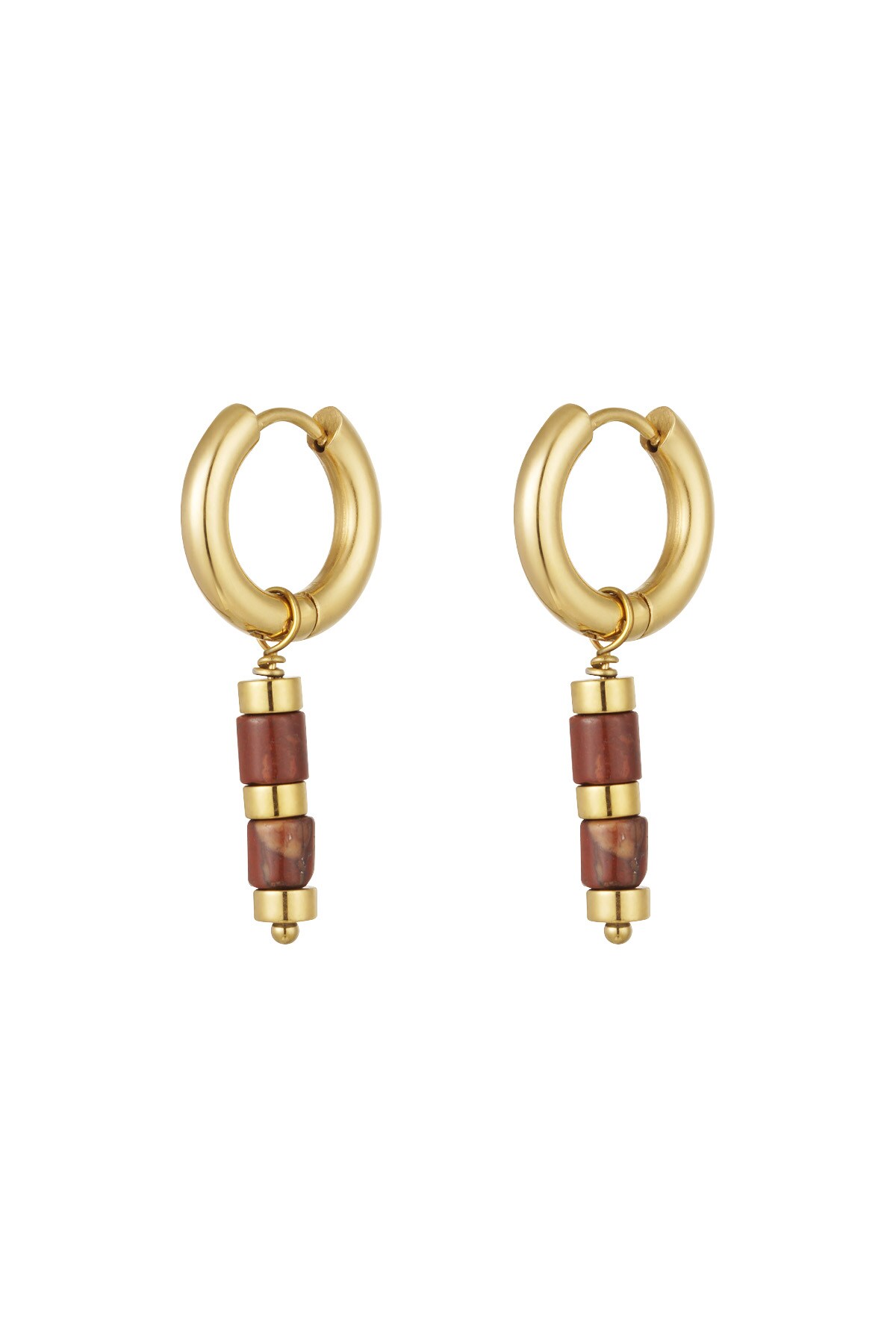 Earrings beads and gold details - gold/red h5 