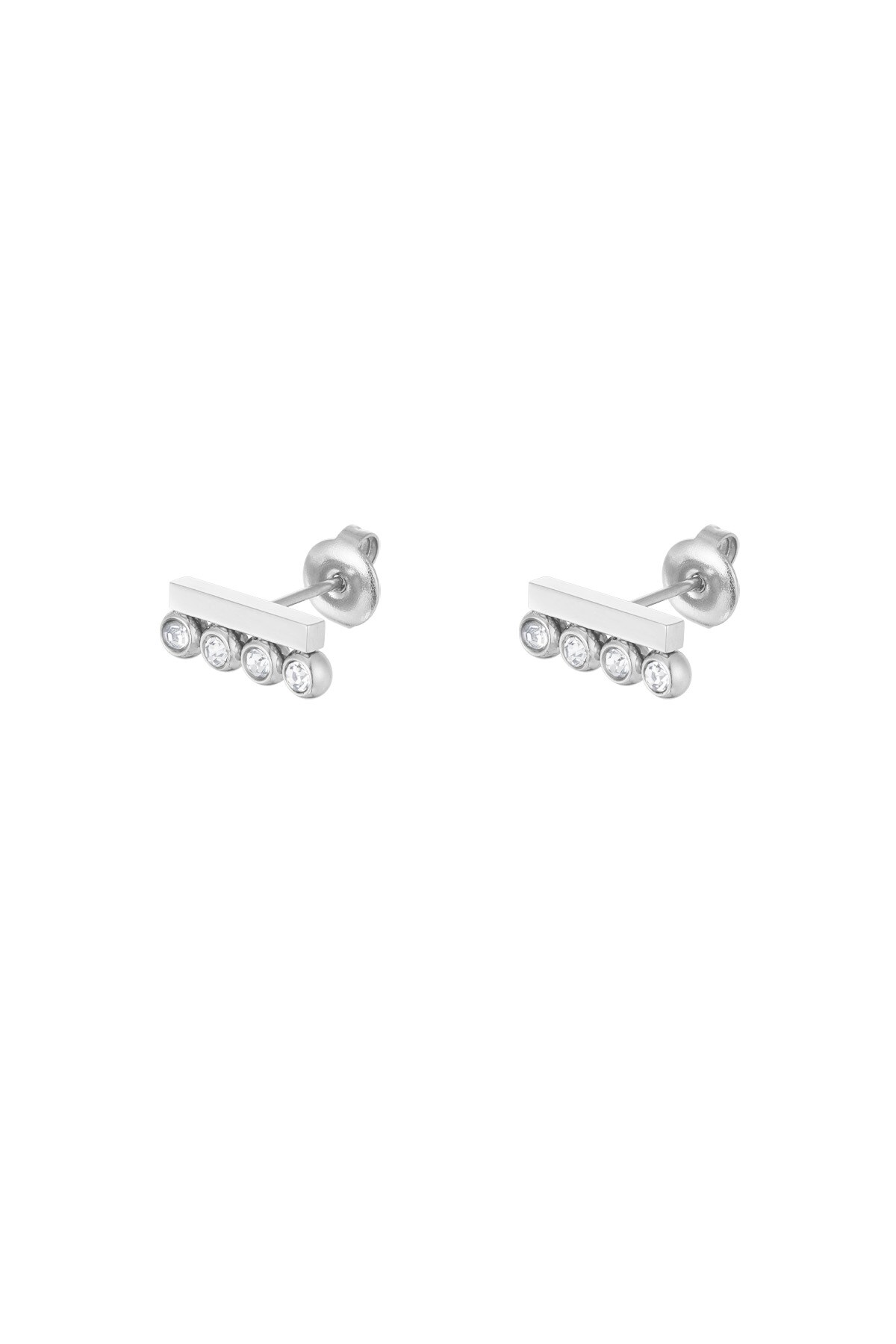 Studs with five diamonds - Silver color h5 