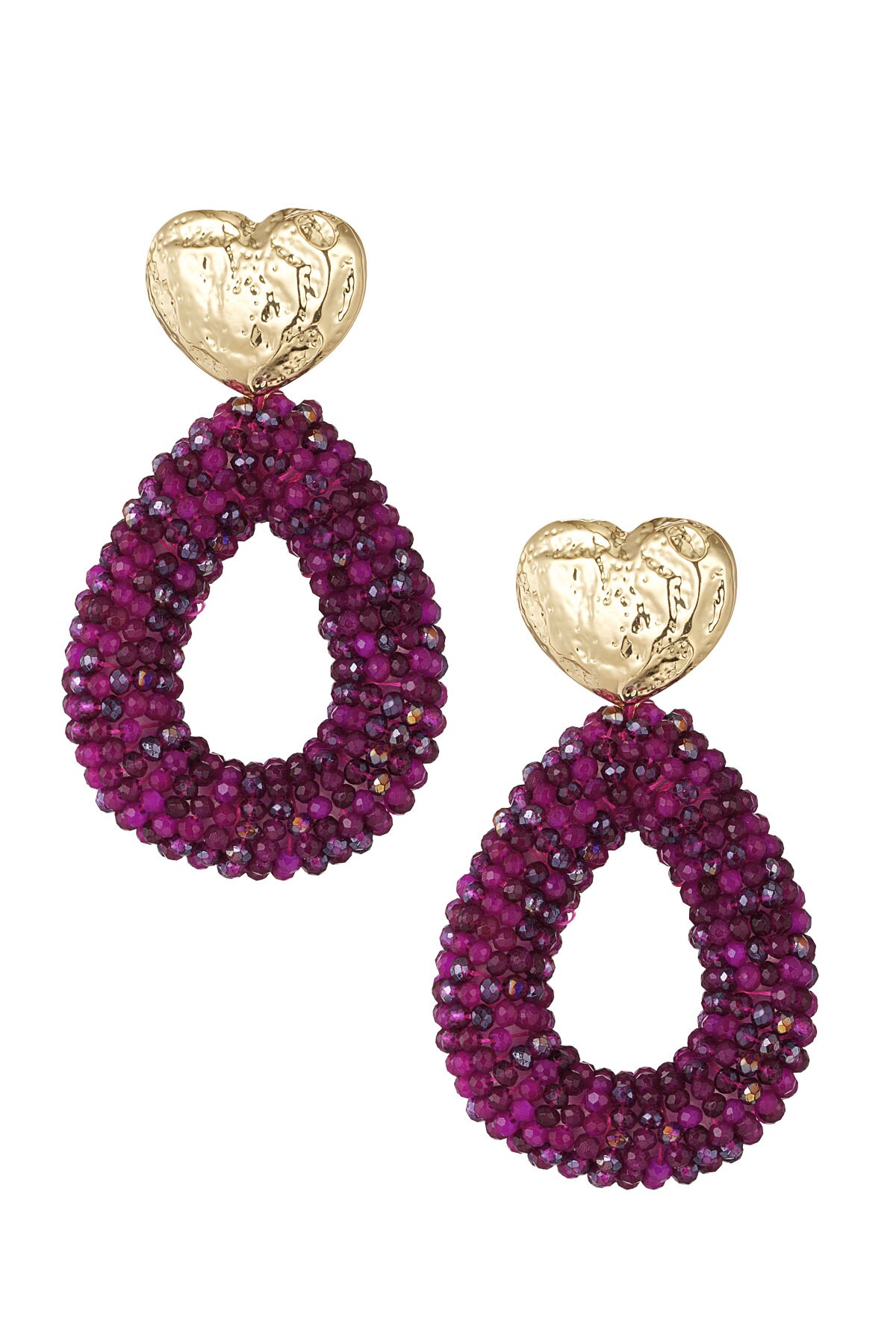 Earrings beads oval - purple 