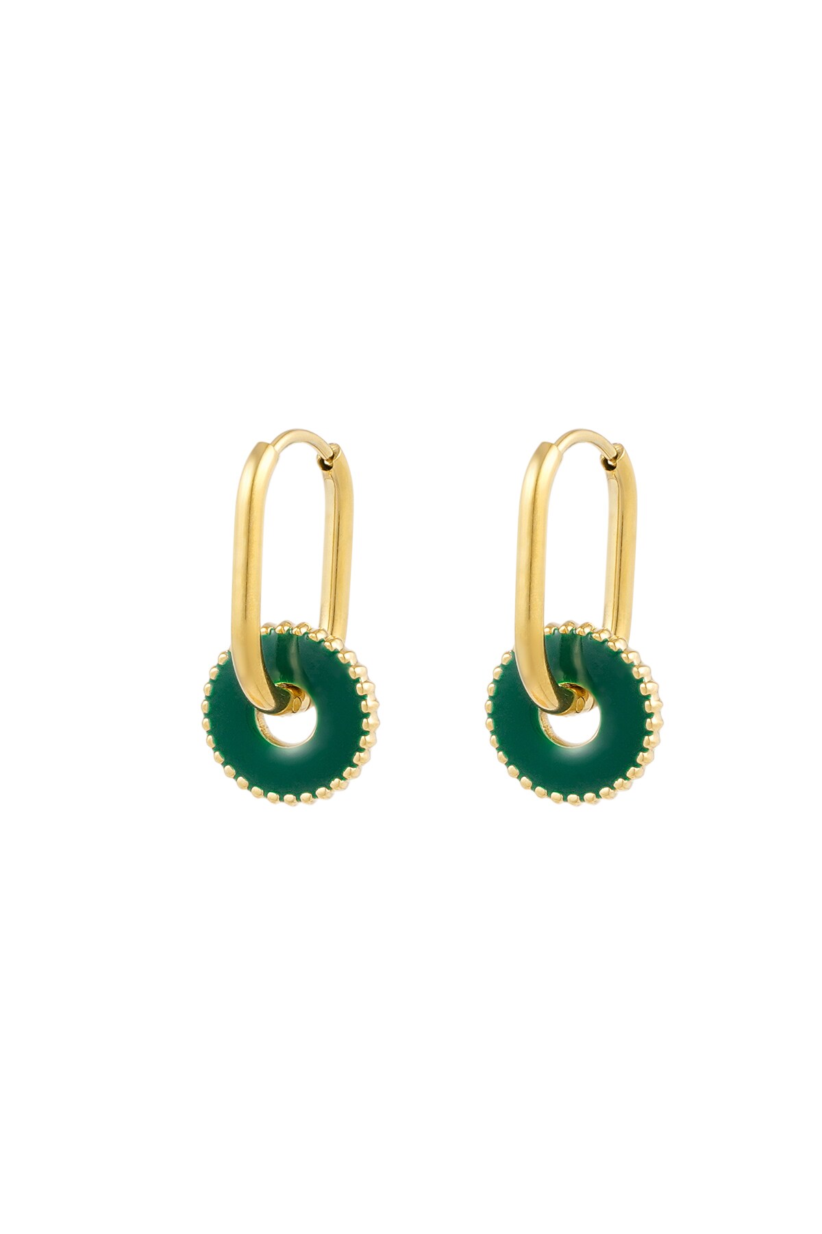 Earrings round roulette - green gold h5 