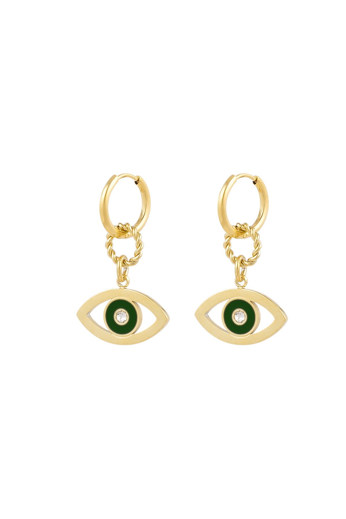 Earrings eye want you - green gold h5 