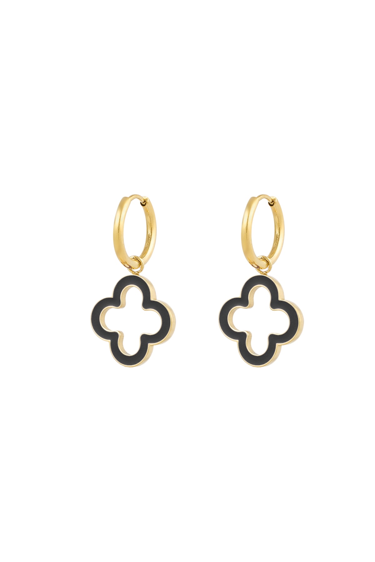 Earrings clover radiance - black gold 