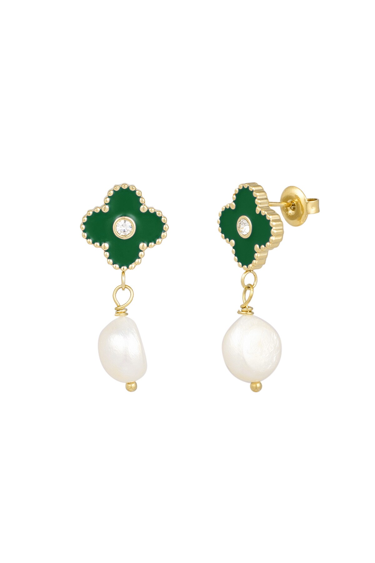 Earrings posh spice - green gold 