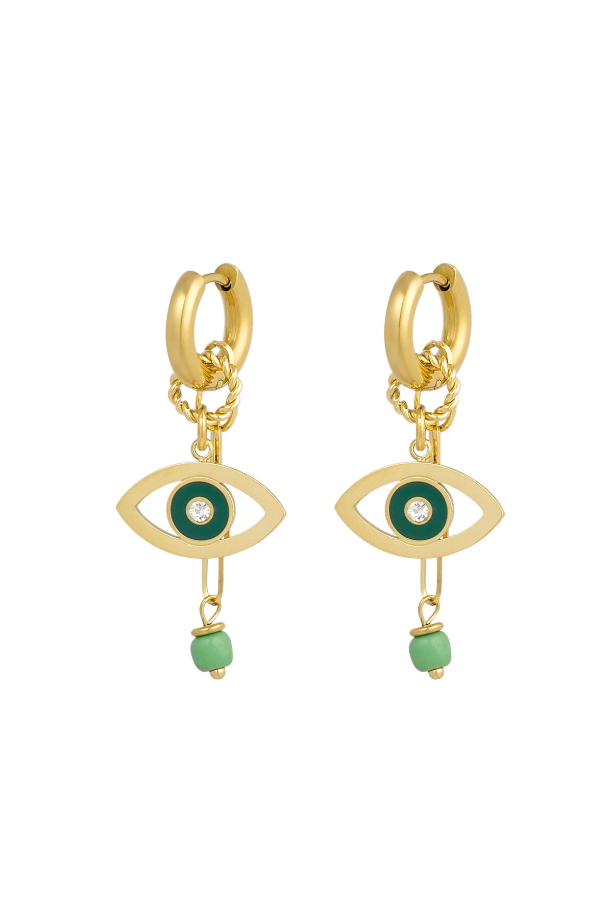 Earrings eye see you - green gold h5 