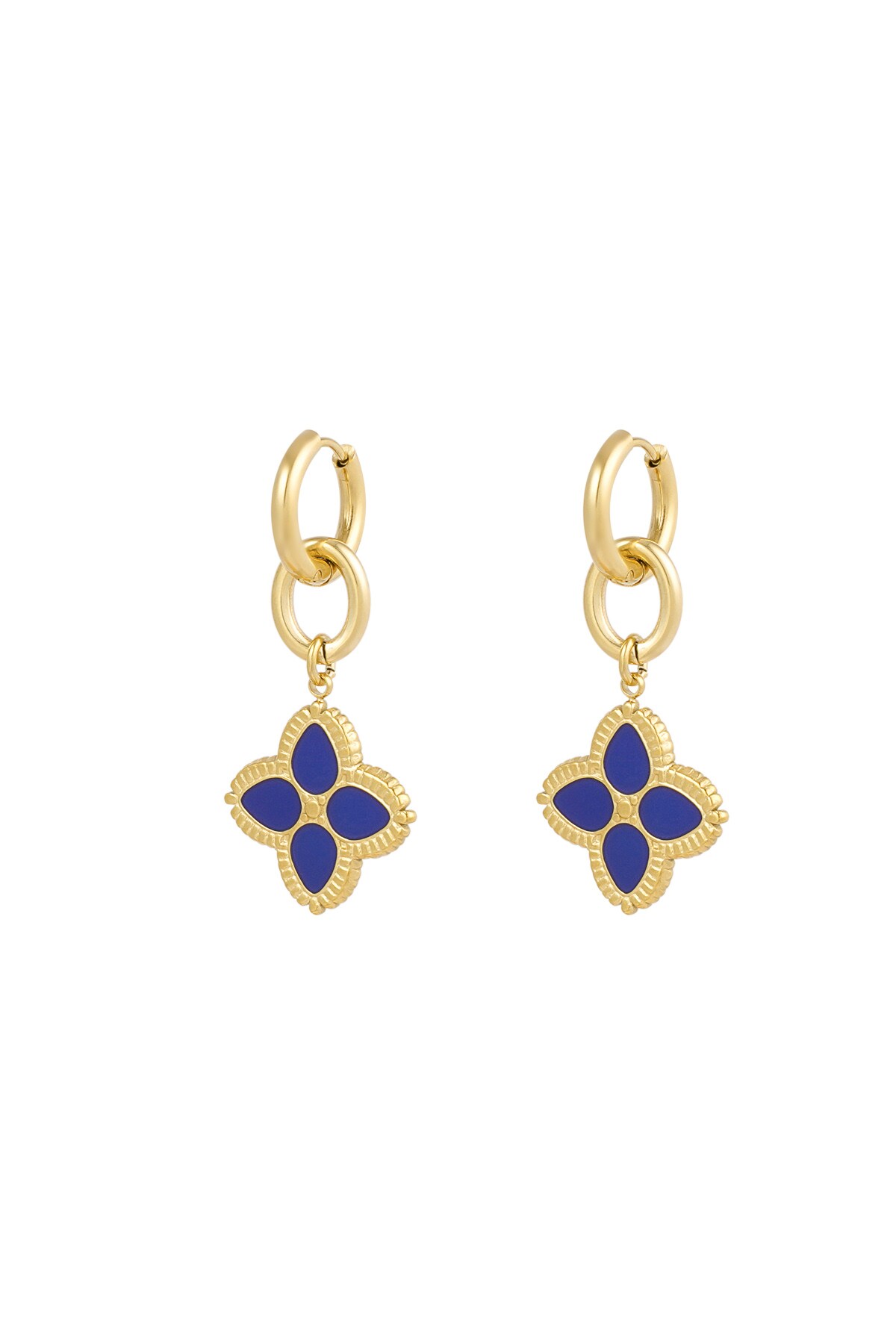 Earrings flower flow - blue gold h5 