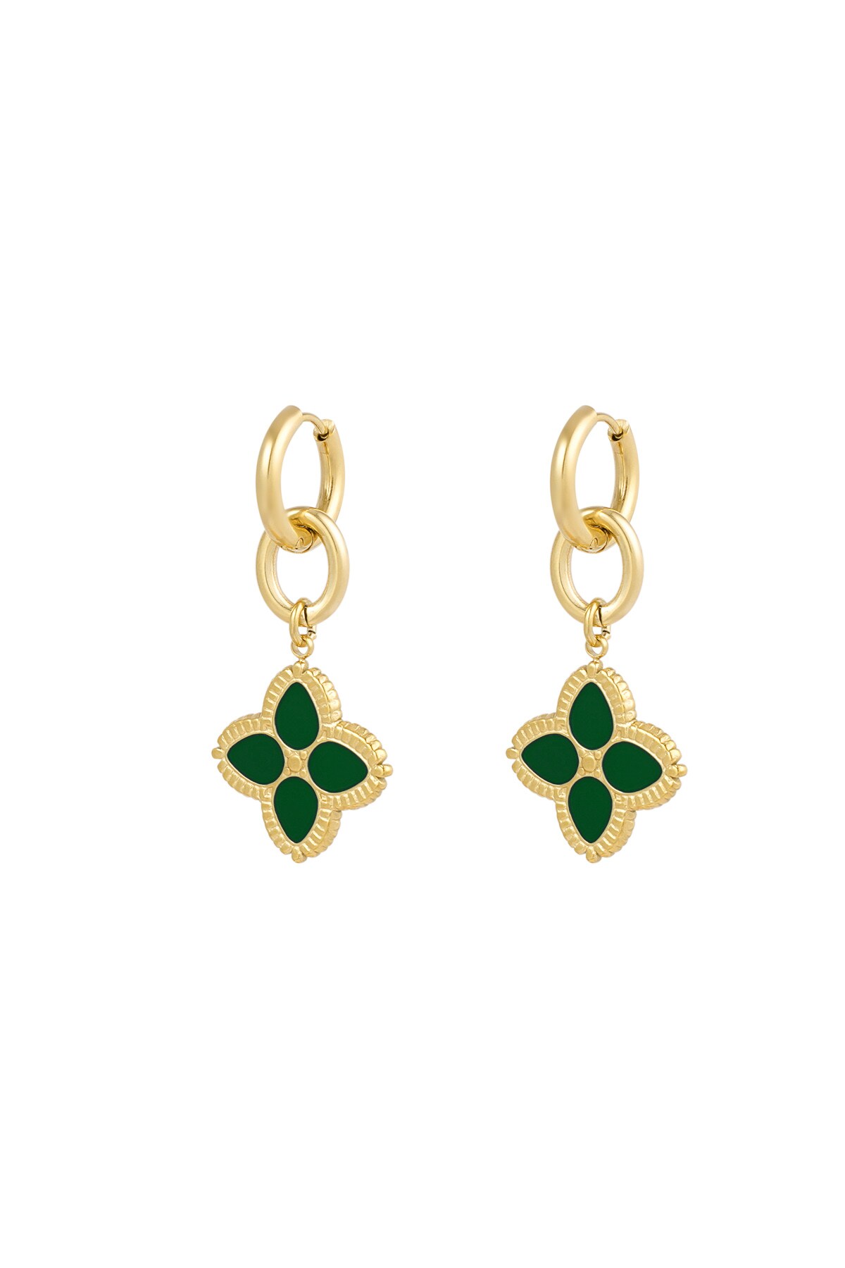 Earrings need flowers - green gold h5 