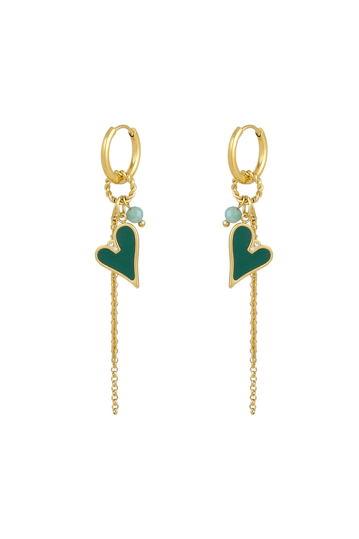 Earrings amazing love - green gold h5 