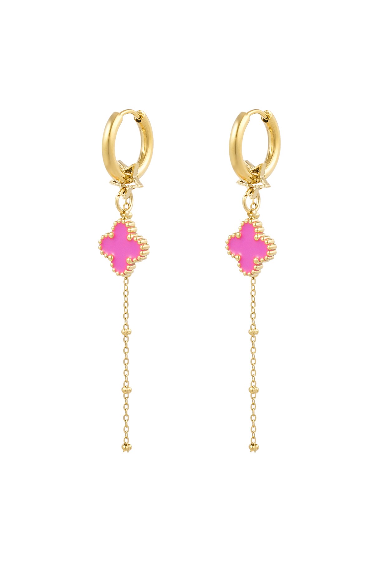 Earrings clover night - pink gold h5 