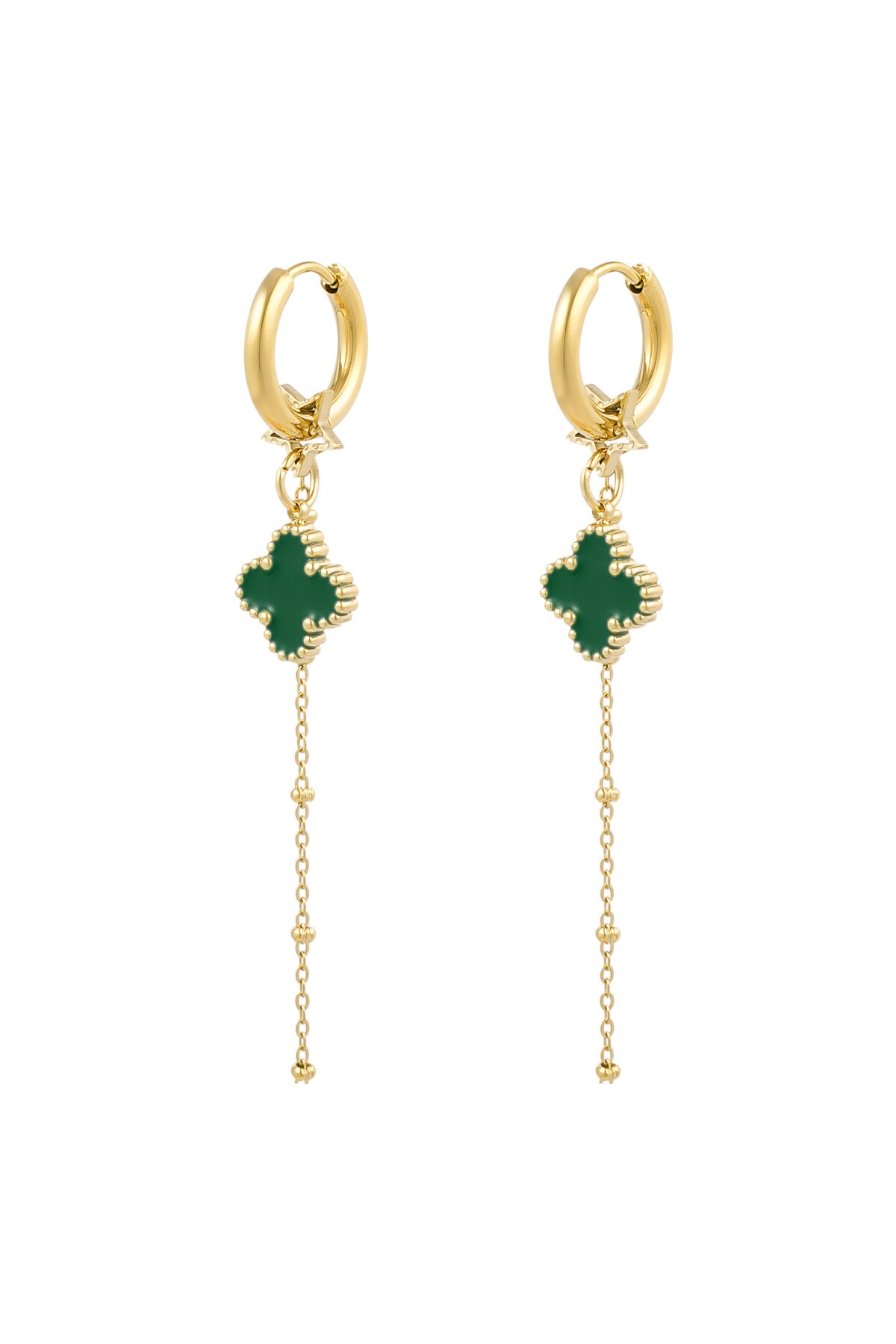 Earrings clover night - green gold h5 