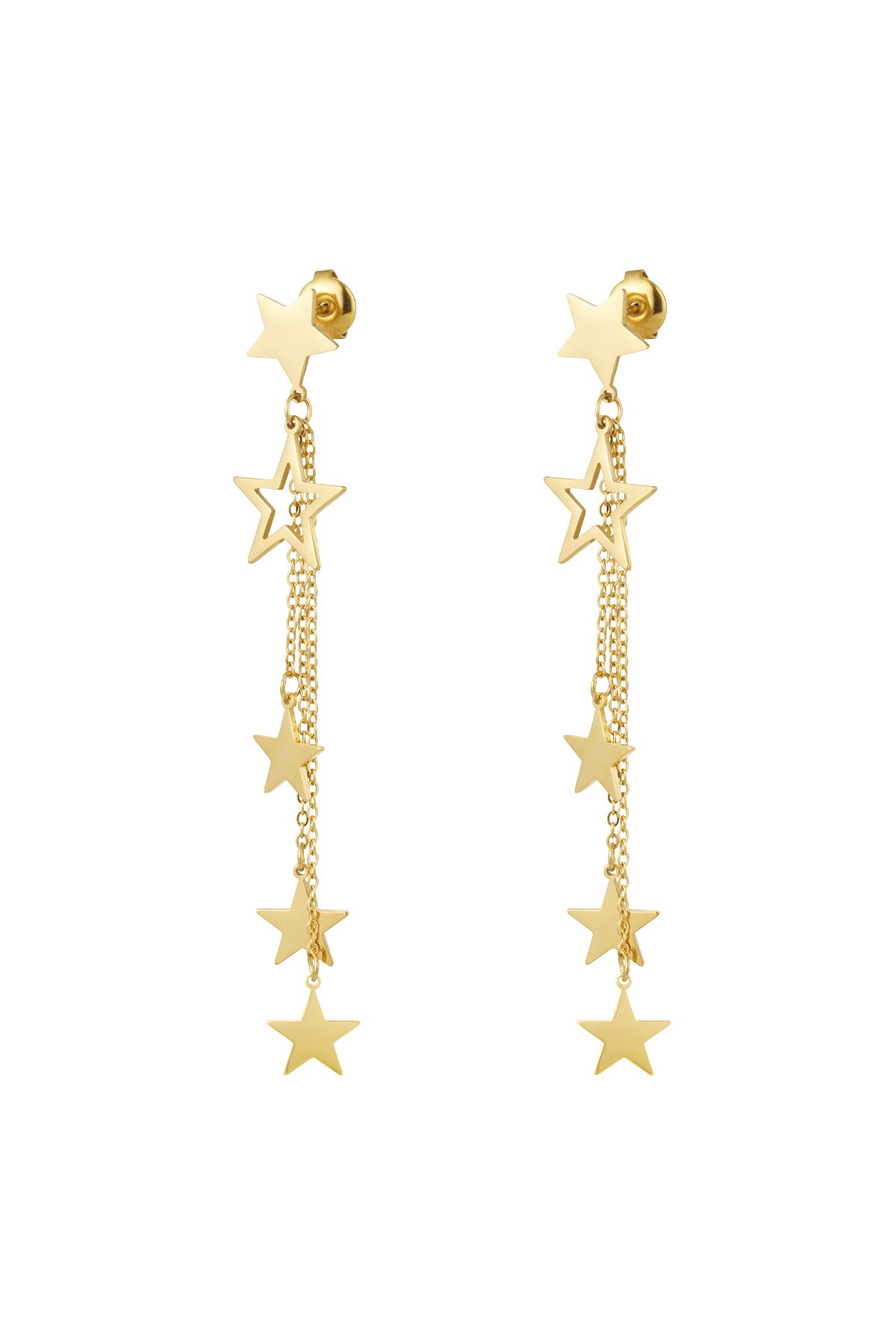 Earrings stars & necklace - Gold color h5 