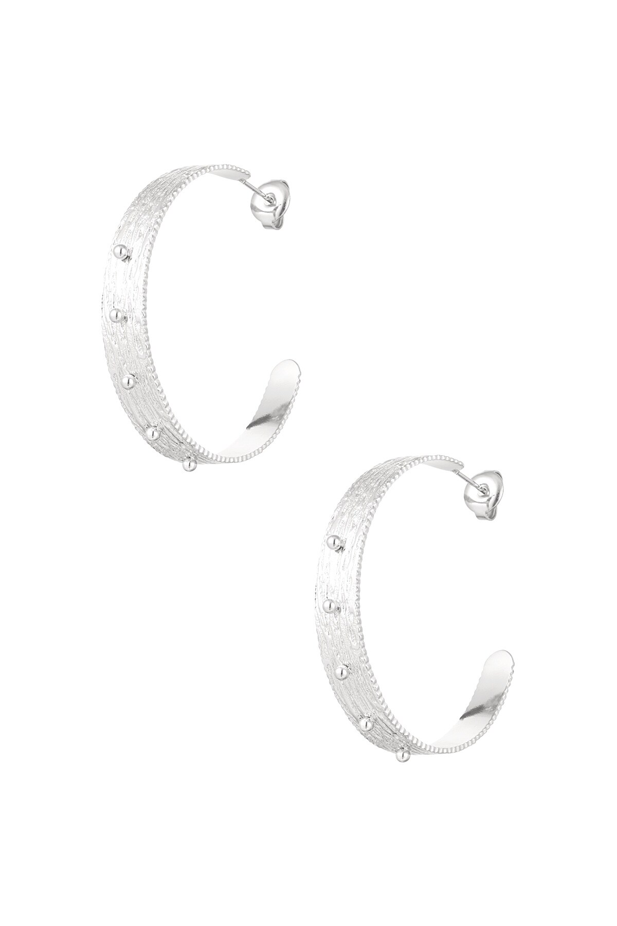 Earrings moon studs - Silver color h5 