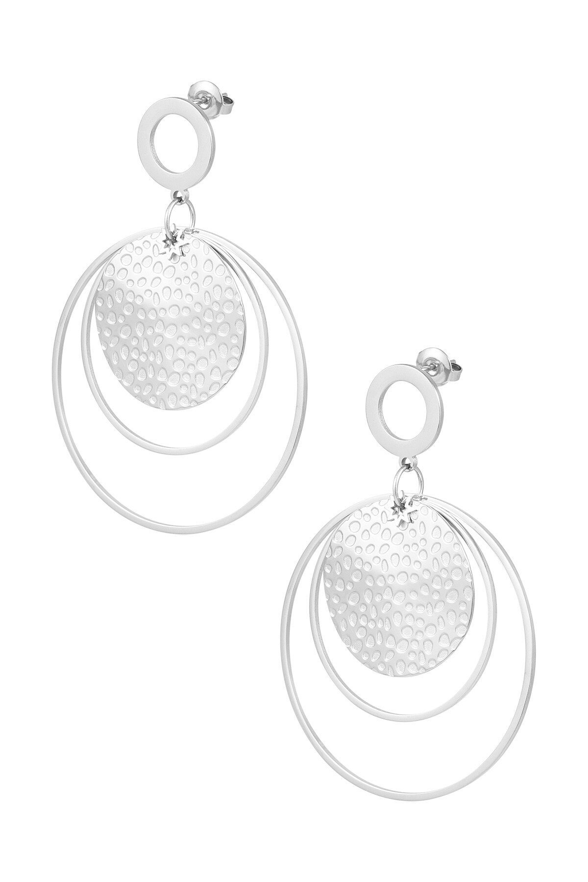 Earrings different rings - Silver color h5 