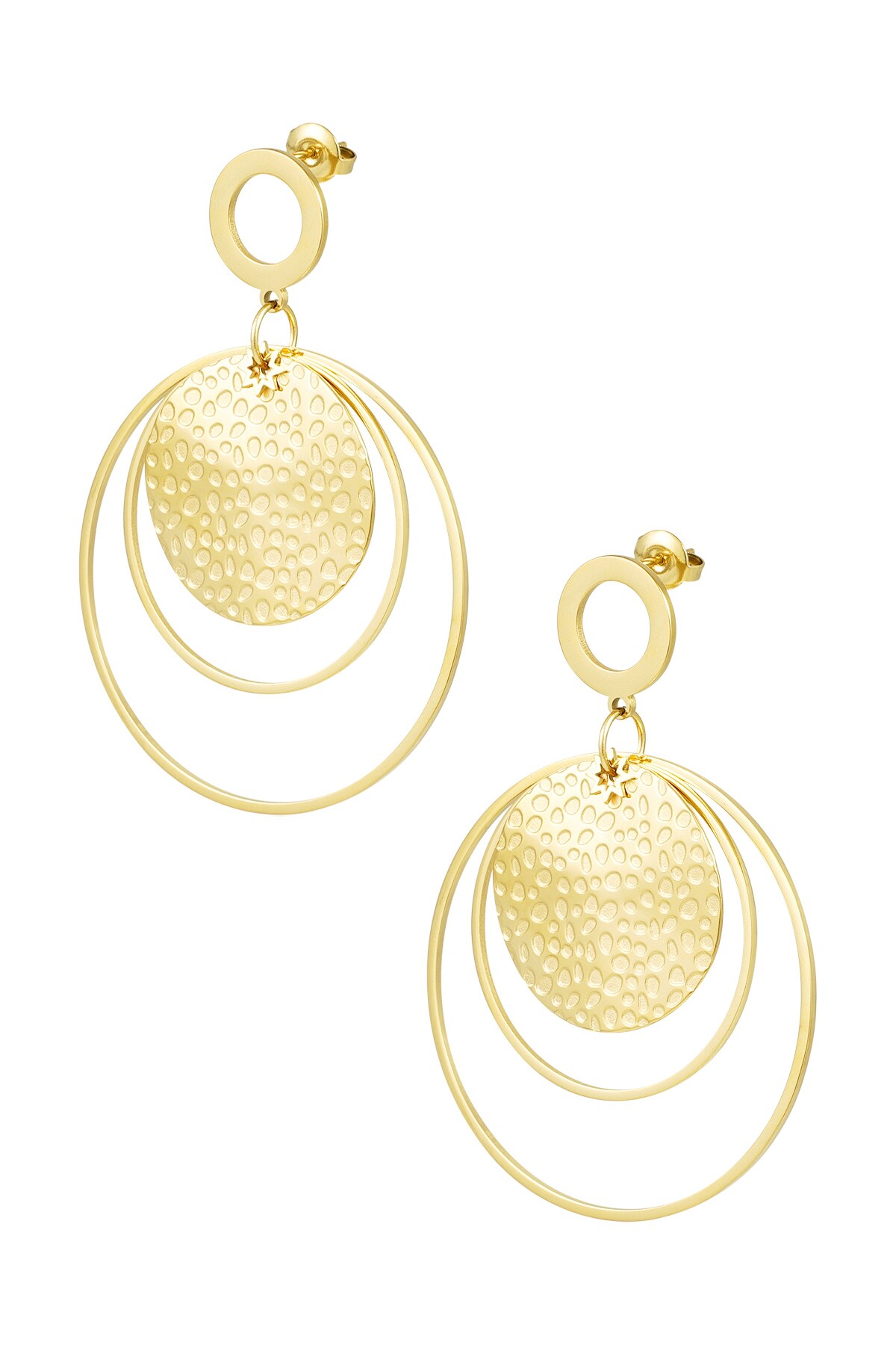 Earrings different rings - Gold color 