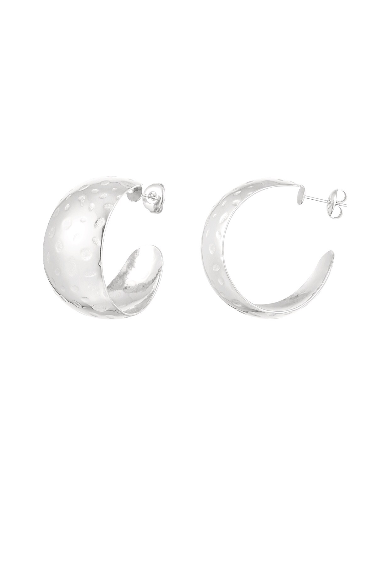 Earrings moon large dots - Silver color h5 