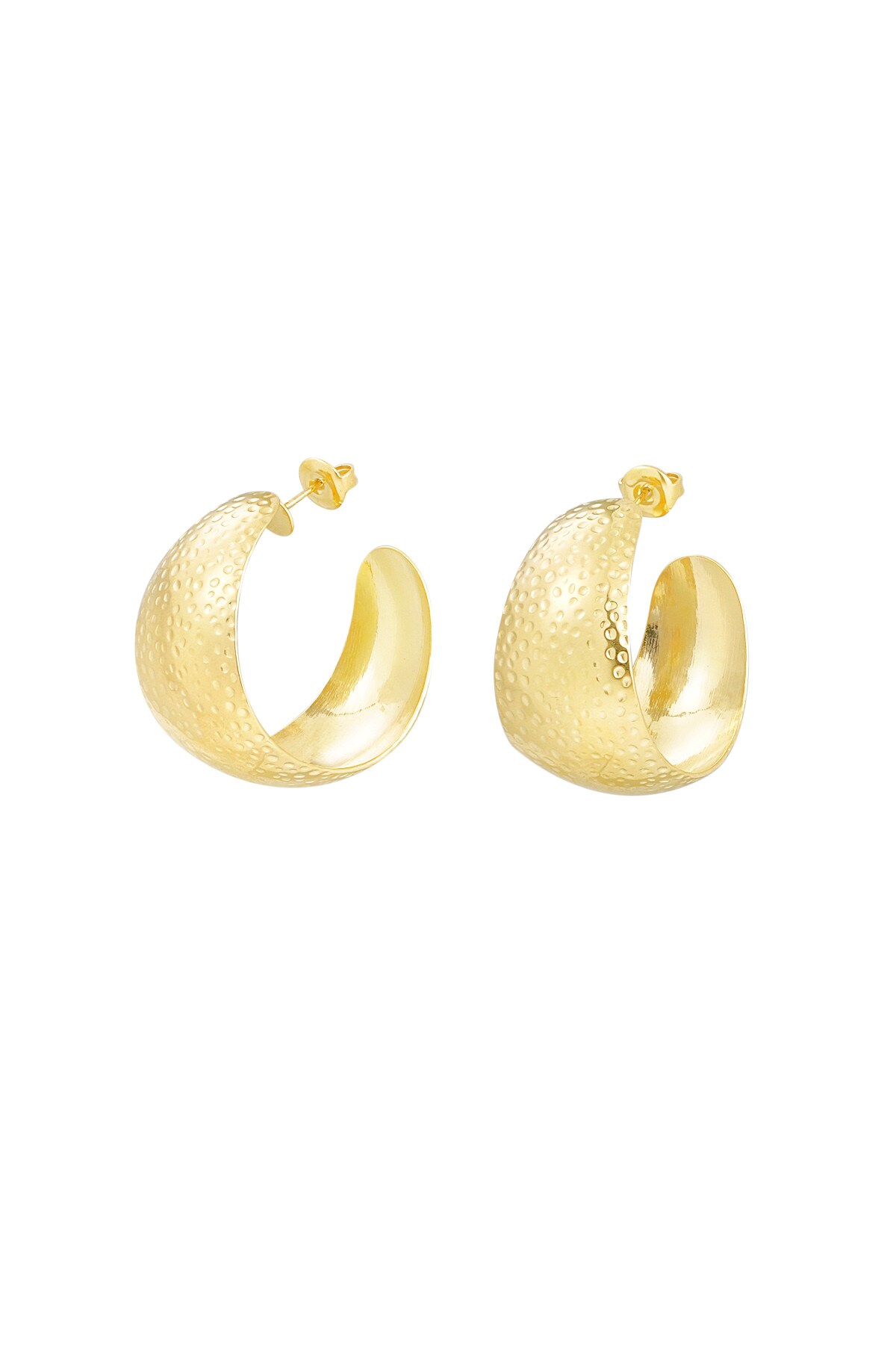 Earrings moon relief - Gold color h5 