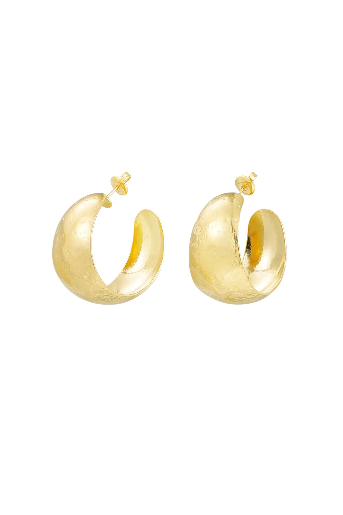 Earrings brushed wide - Gold color h5 