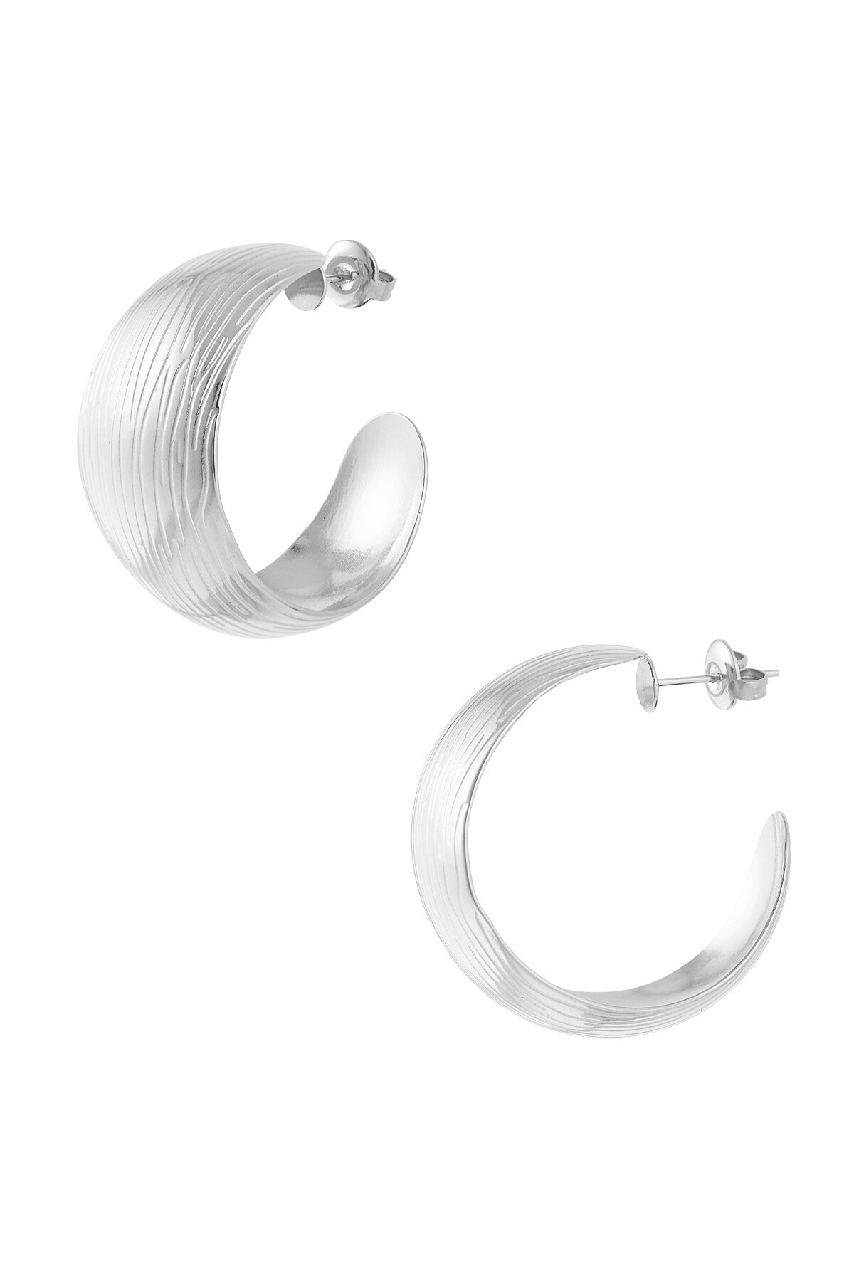 Creoles with structure medium - Silver color 