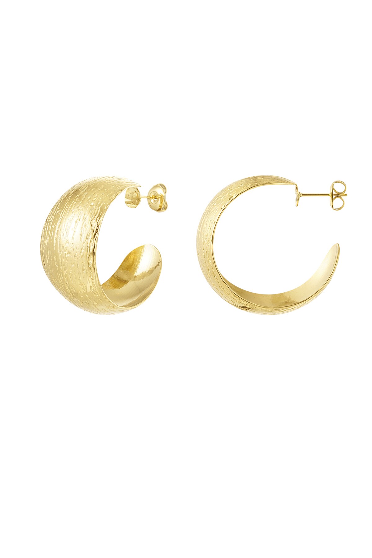 Earrings moon brushed - Gold color h5 