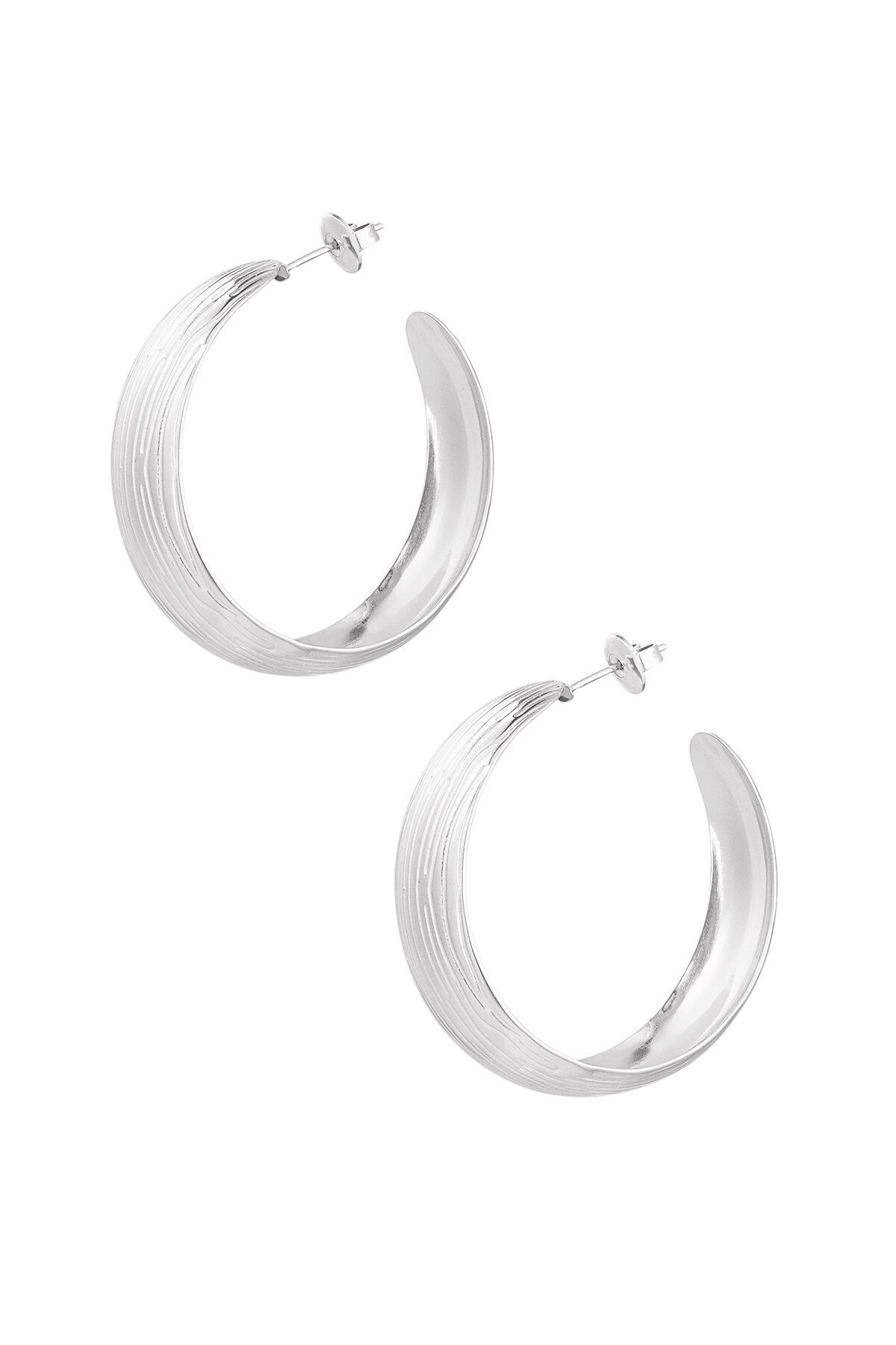 Earrings striped structure - Silver color 